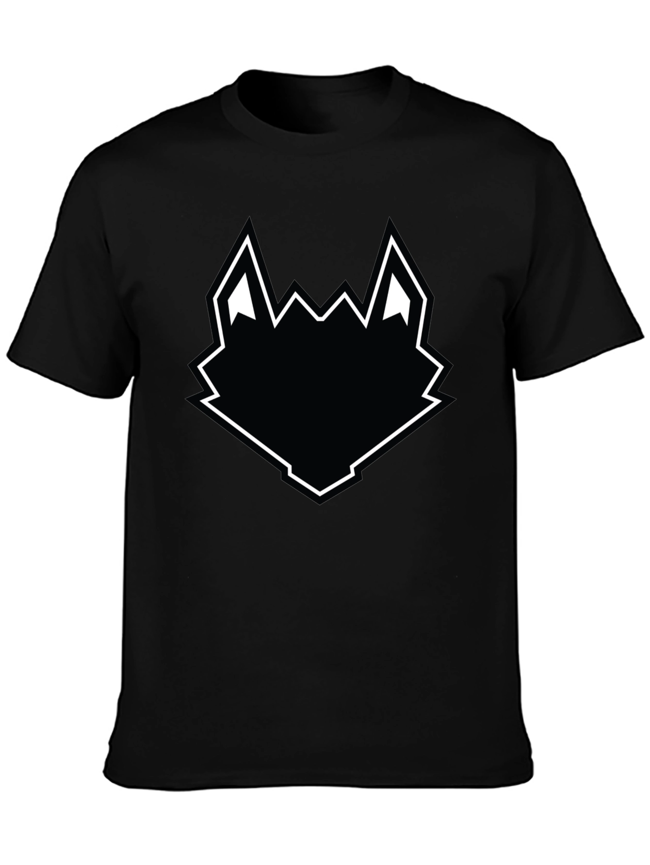 Black Wolf Head Graphic Tee - Mens Casual T-Shirt
