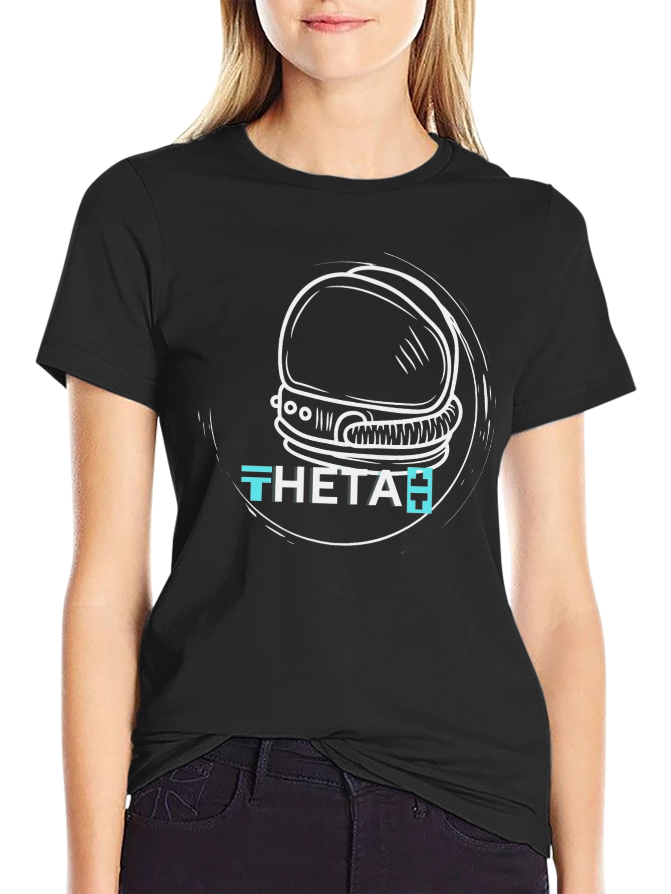 Astronaut Helmet Graphic T-Shirt - Black