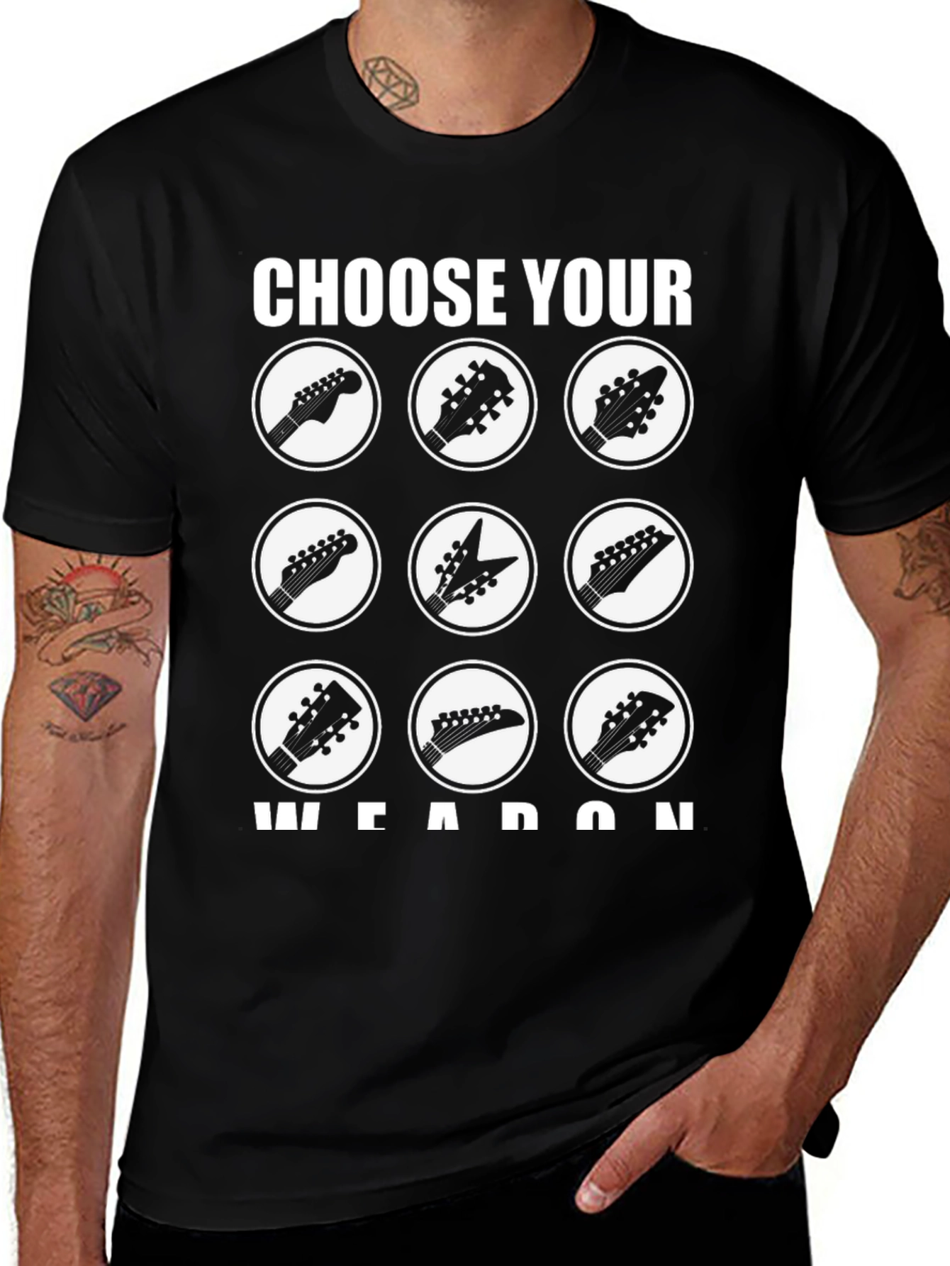 Choose Your Weapon Guitar Headstock T-Shirt