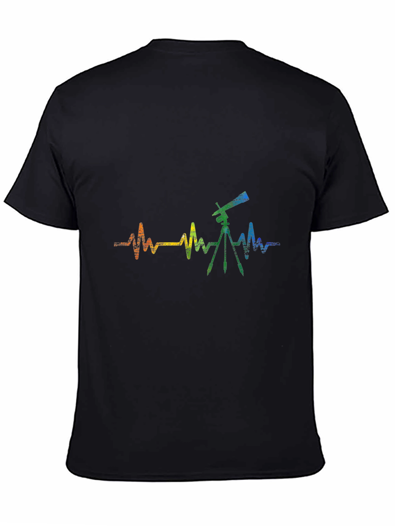 Telescope Heartbeat Graphic Tee - Black Cotton Shirt