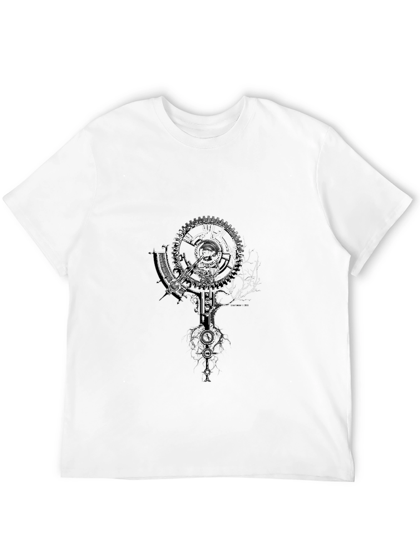 Steampunk Gearwork Graphic Tee - Black Cotton T-Shirt