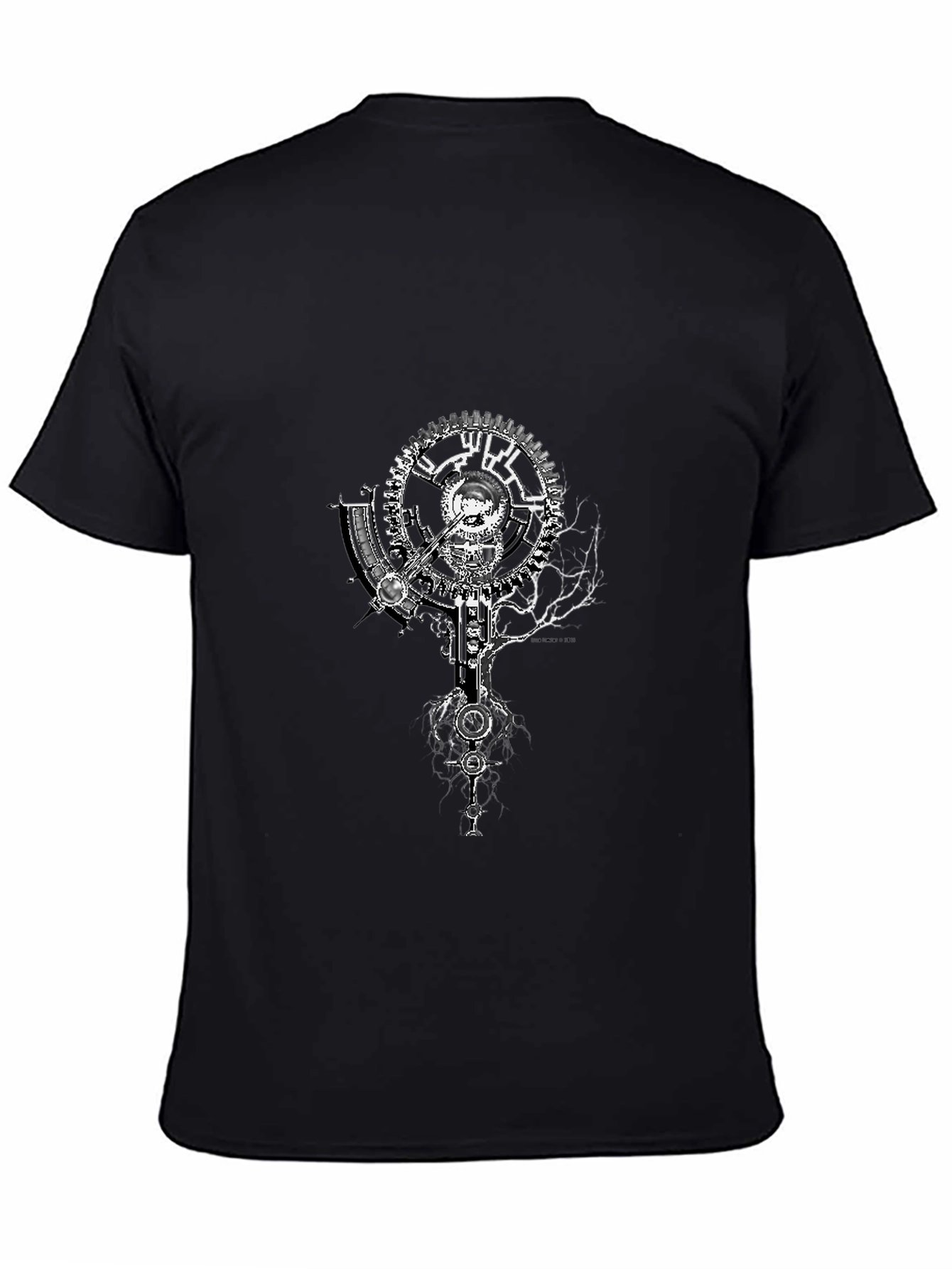 Steampunk Gearwork Graphic Tee - Black Cotton T-Shirt