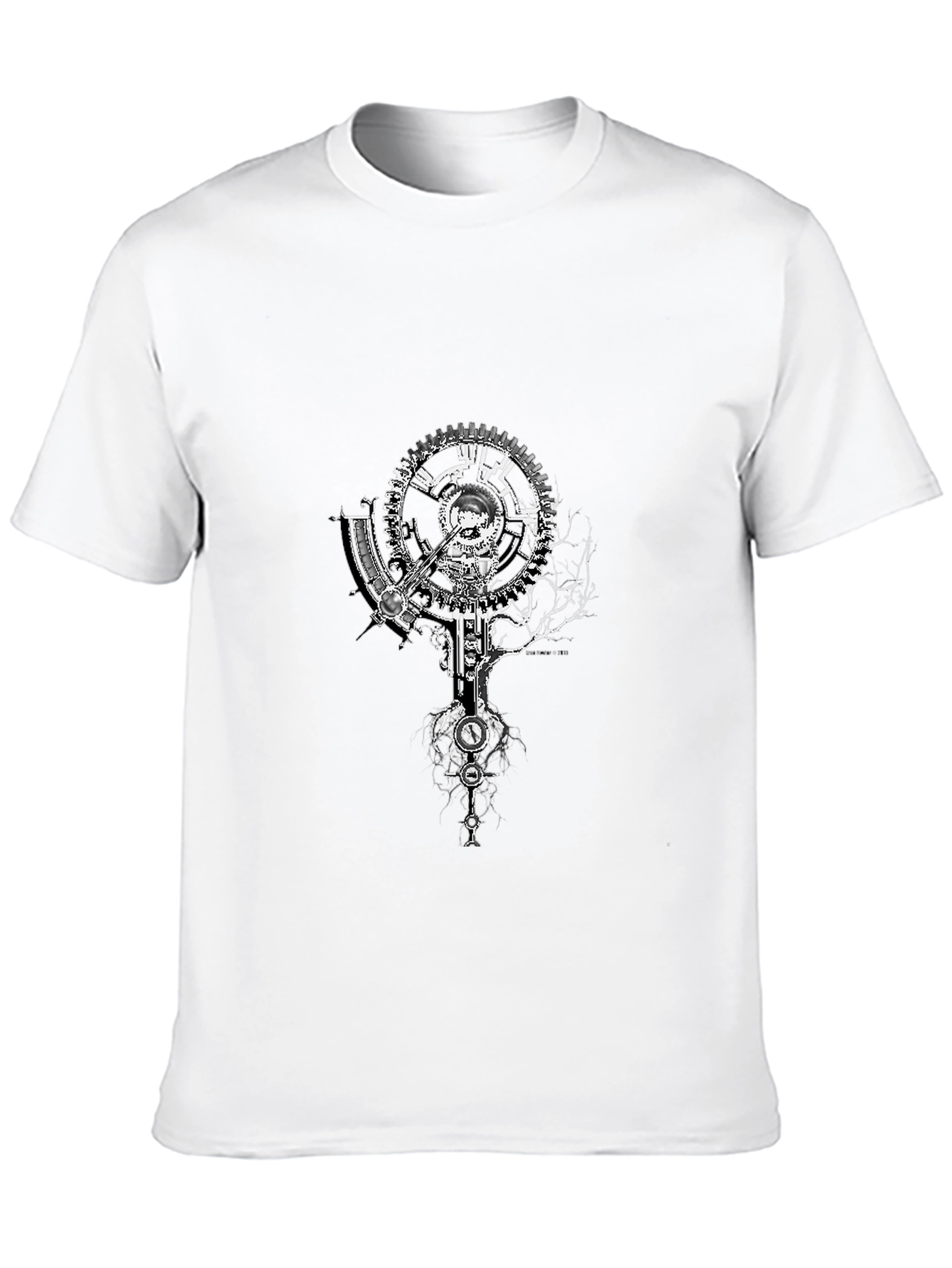 Steampunk Gearwork Graphic Tee - Black Cotton T-Shirt
