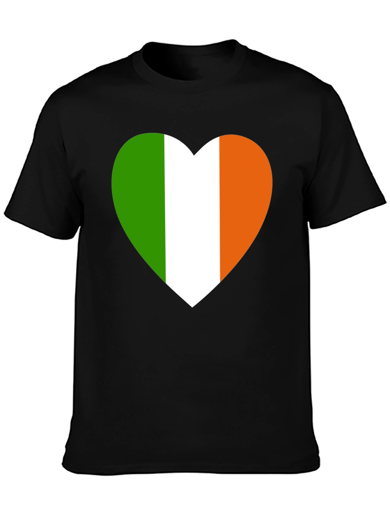 Irish Flag Heart Graphic Black T-Shirt