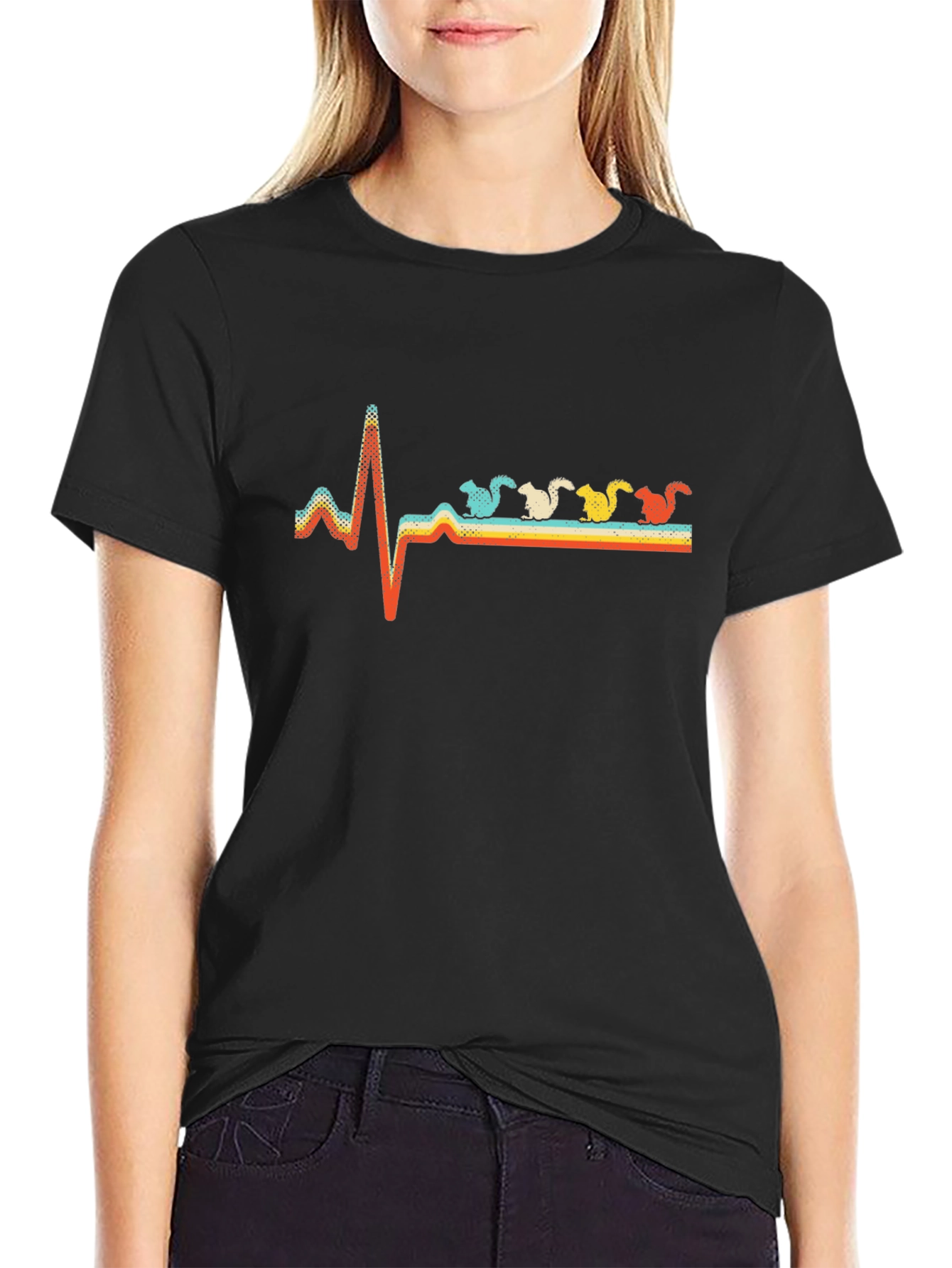 Retro Squirrel Heartbeat T-Shirt - Unique Design