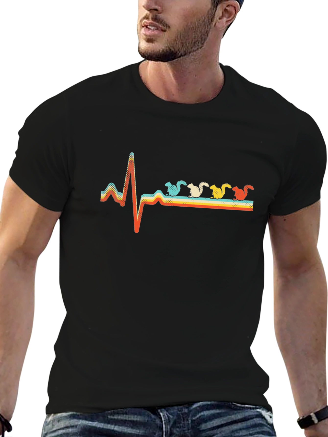 Retro Squirrel Heartbeat T-Shirt - Unique Design