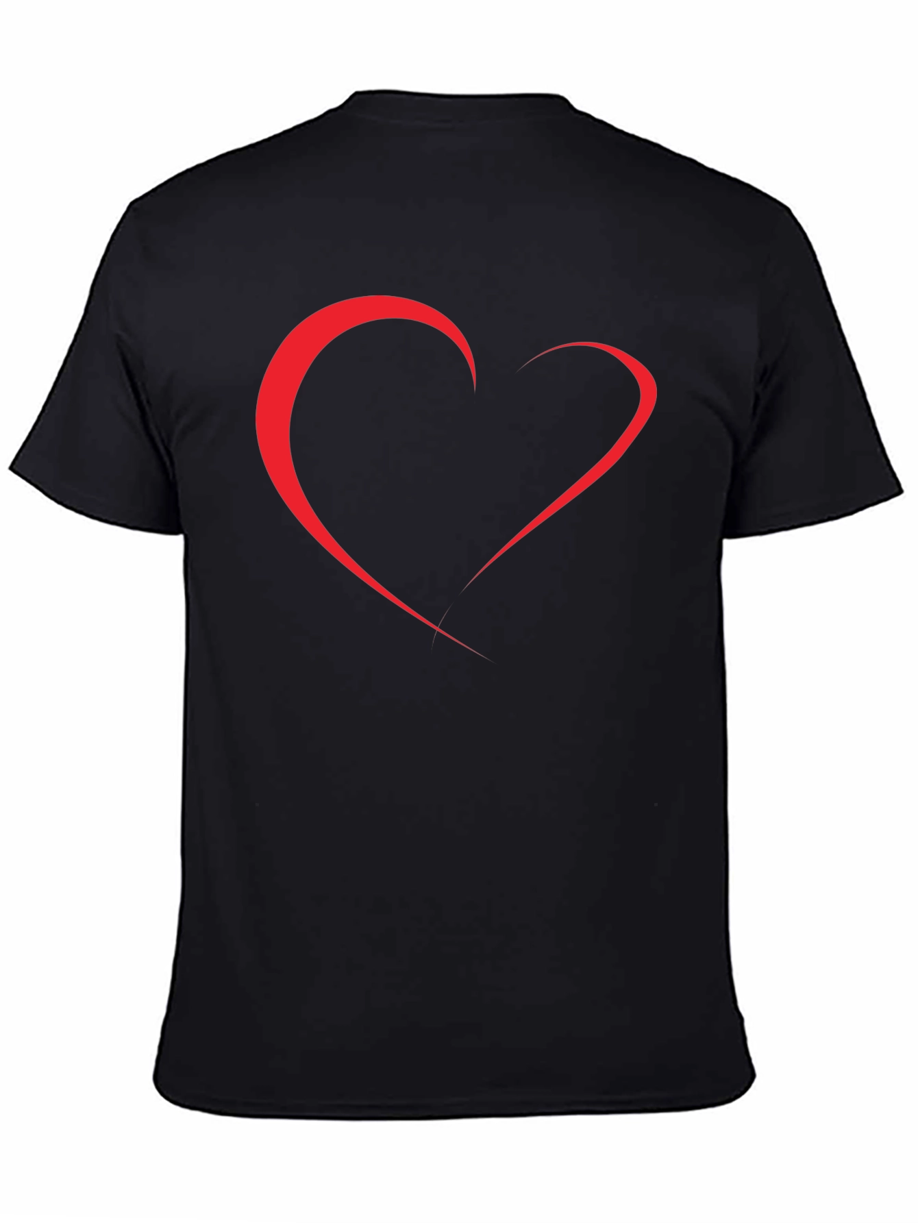 Heart Line Art Black T-Shirt