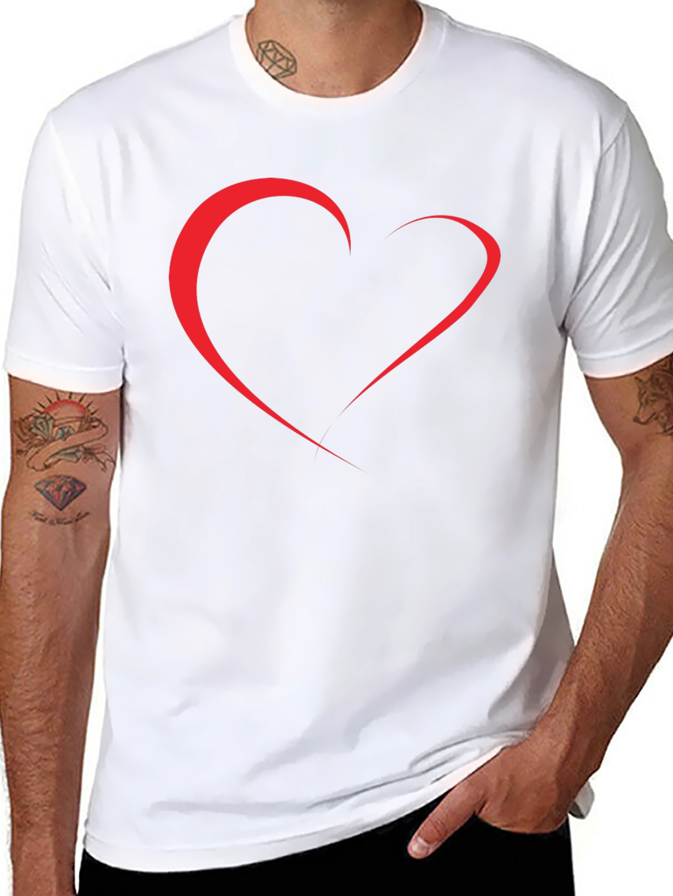 Heart Line Art Black T-Shirt