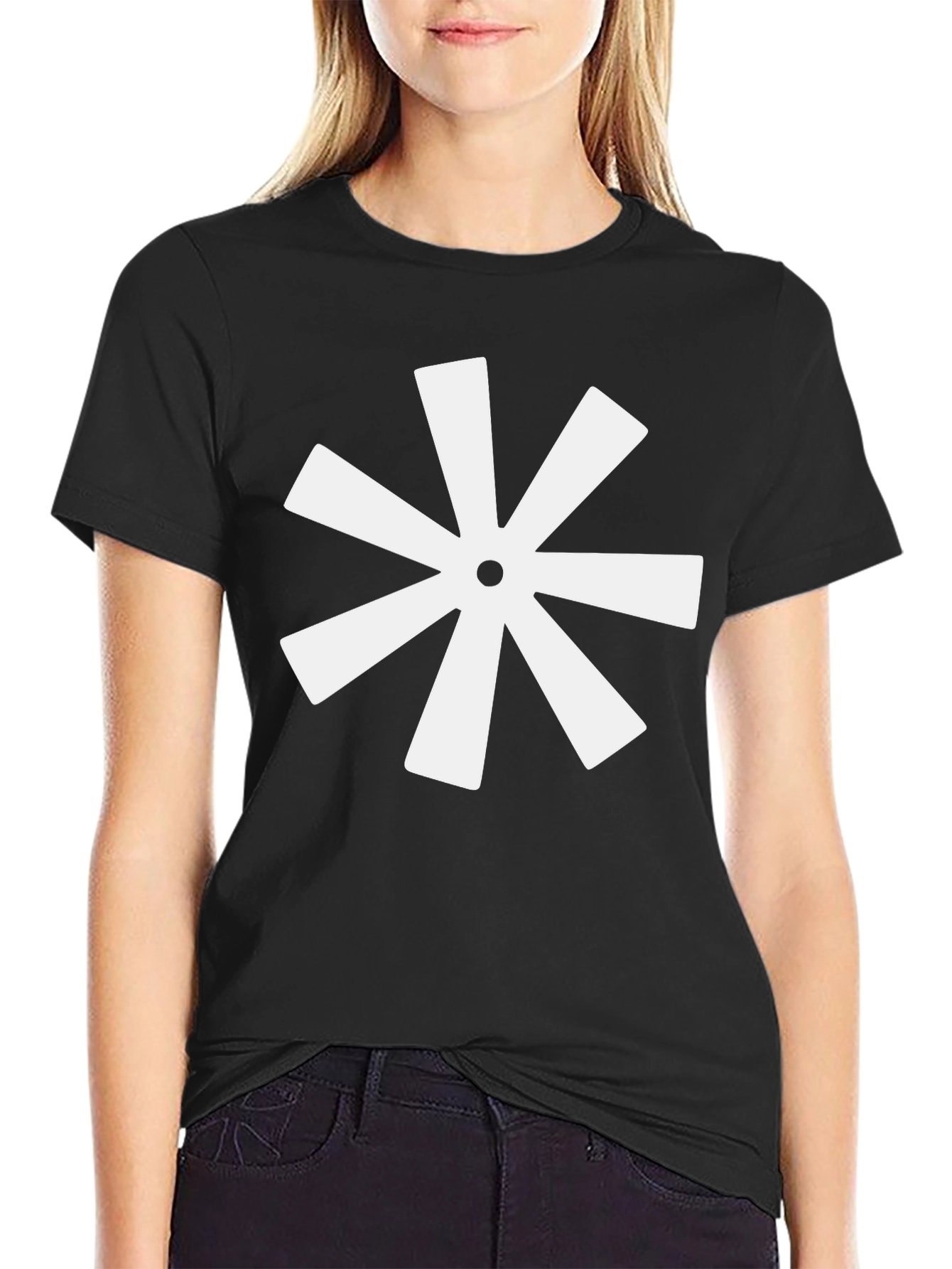 Asterisk Flower Graphic Tee - Modern Black T-Shirt
