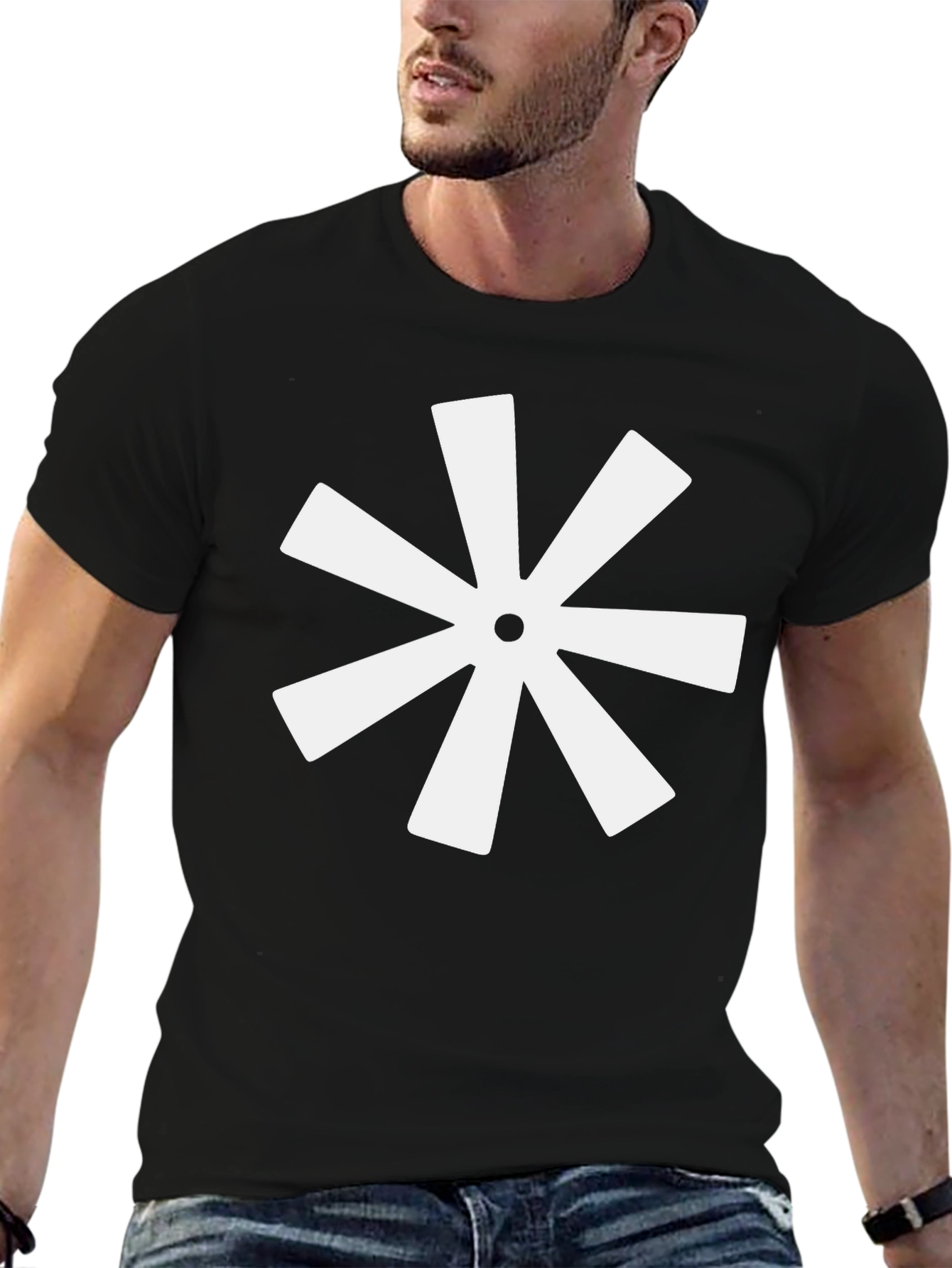 Asterisk Flower Graphic Tee - Modern Black T-Shirt