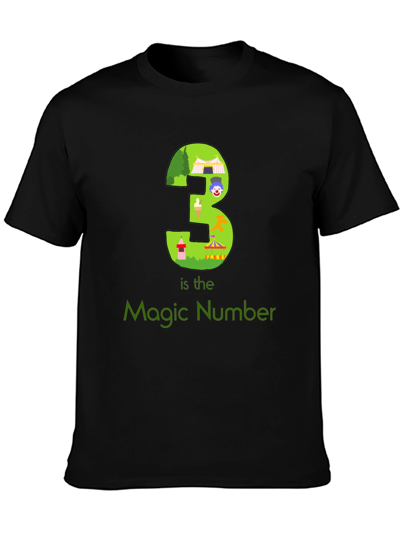 Magic Number 3 Graphic T-Shirt - Black