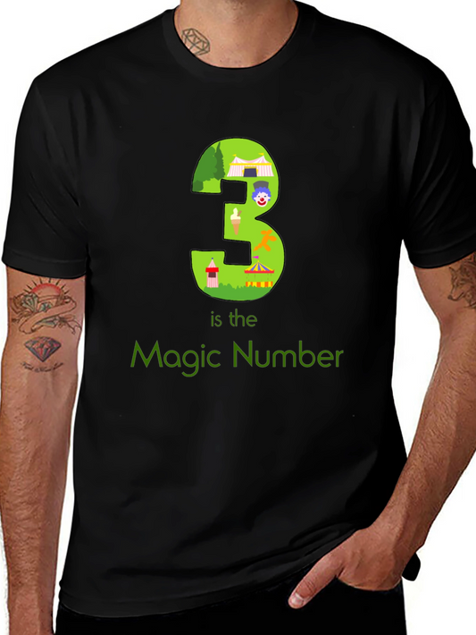 Magic Number 3 Graphic T-Shirt - Black