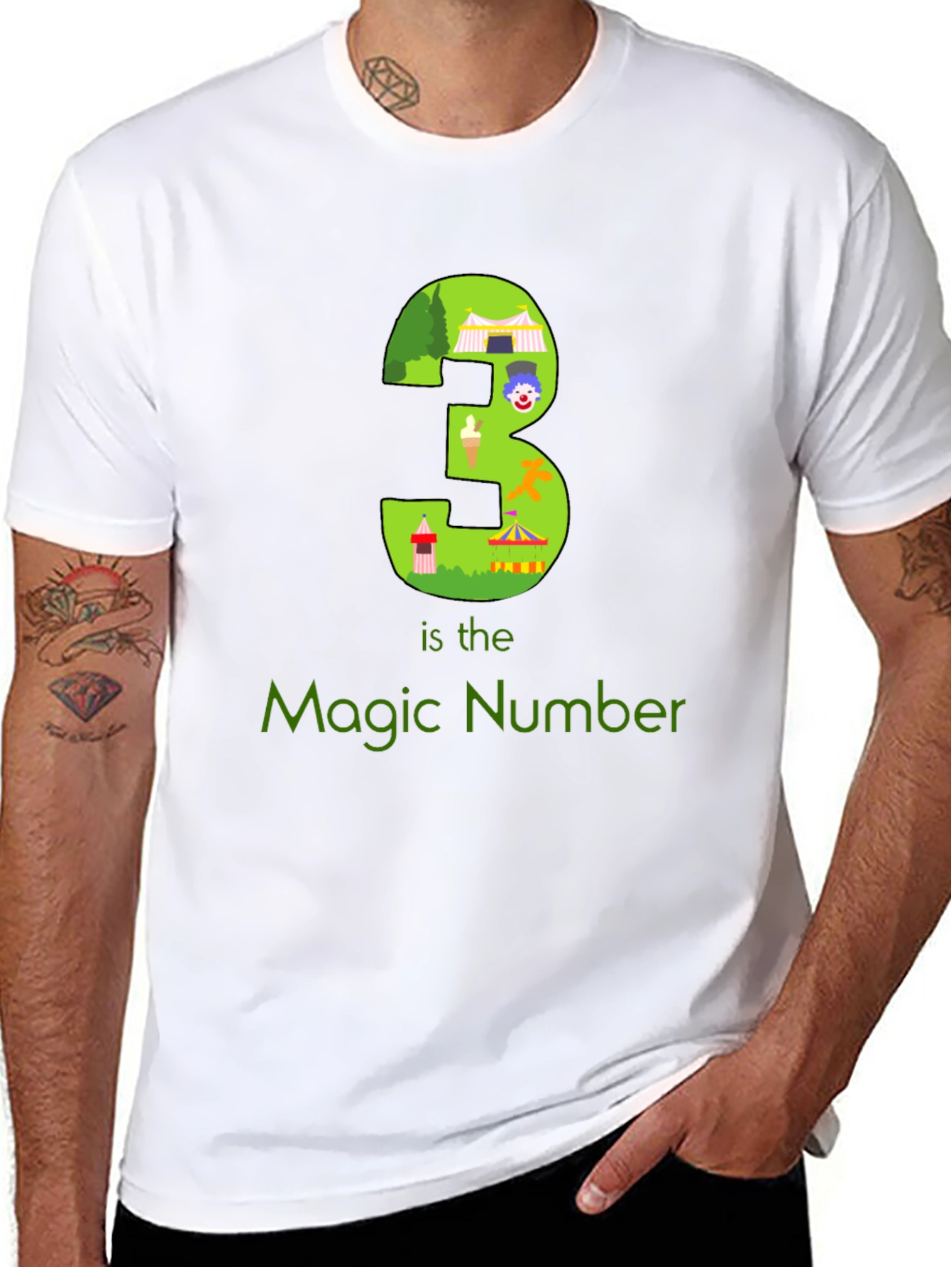 Magic Number 3 Graphic T-Shirt - Black