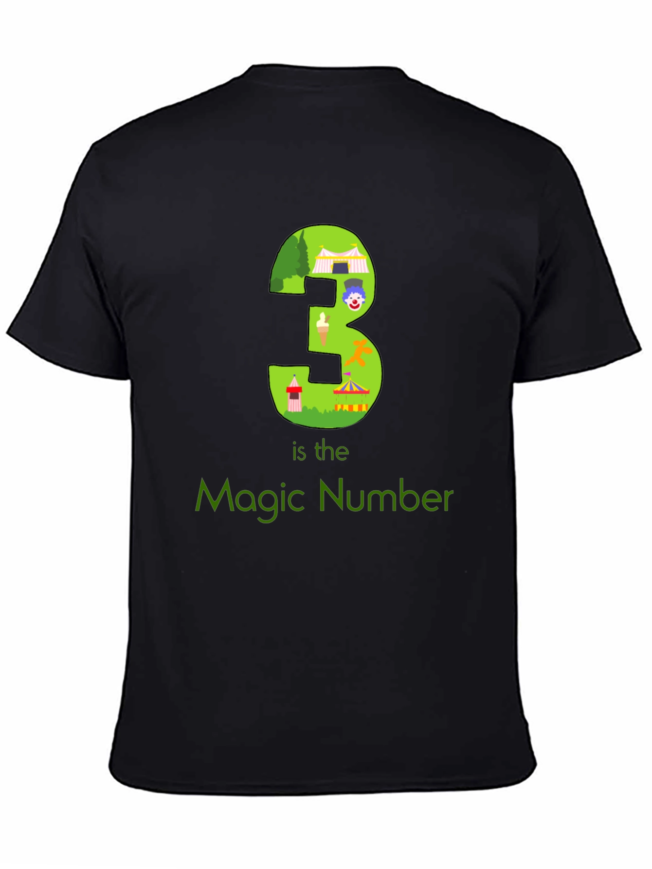 Magic Number 3 Graphic T-Shirt - Black