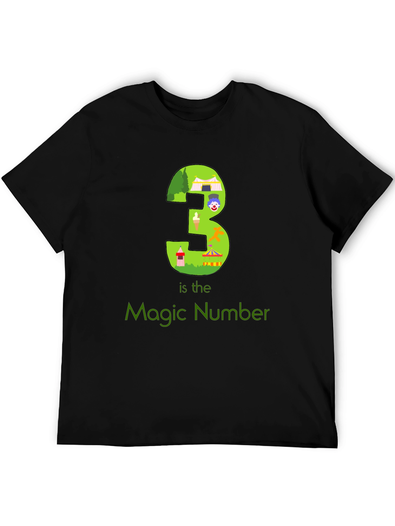 Magic Number 3 Graphic T-Shirt - Black