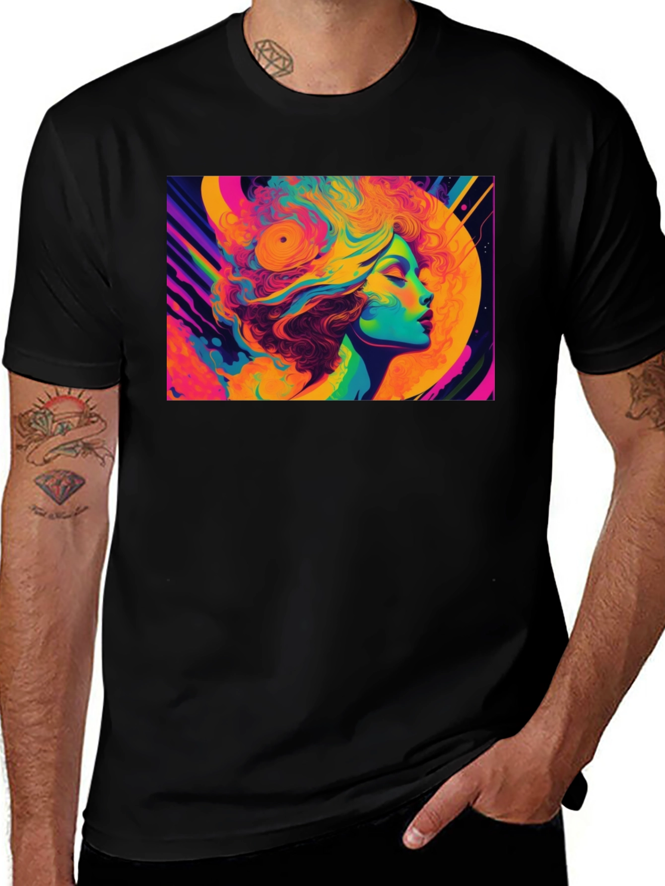 Psychedelic Woman Portrait Graphic T-Shirt
