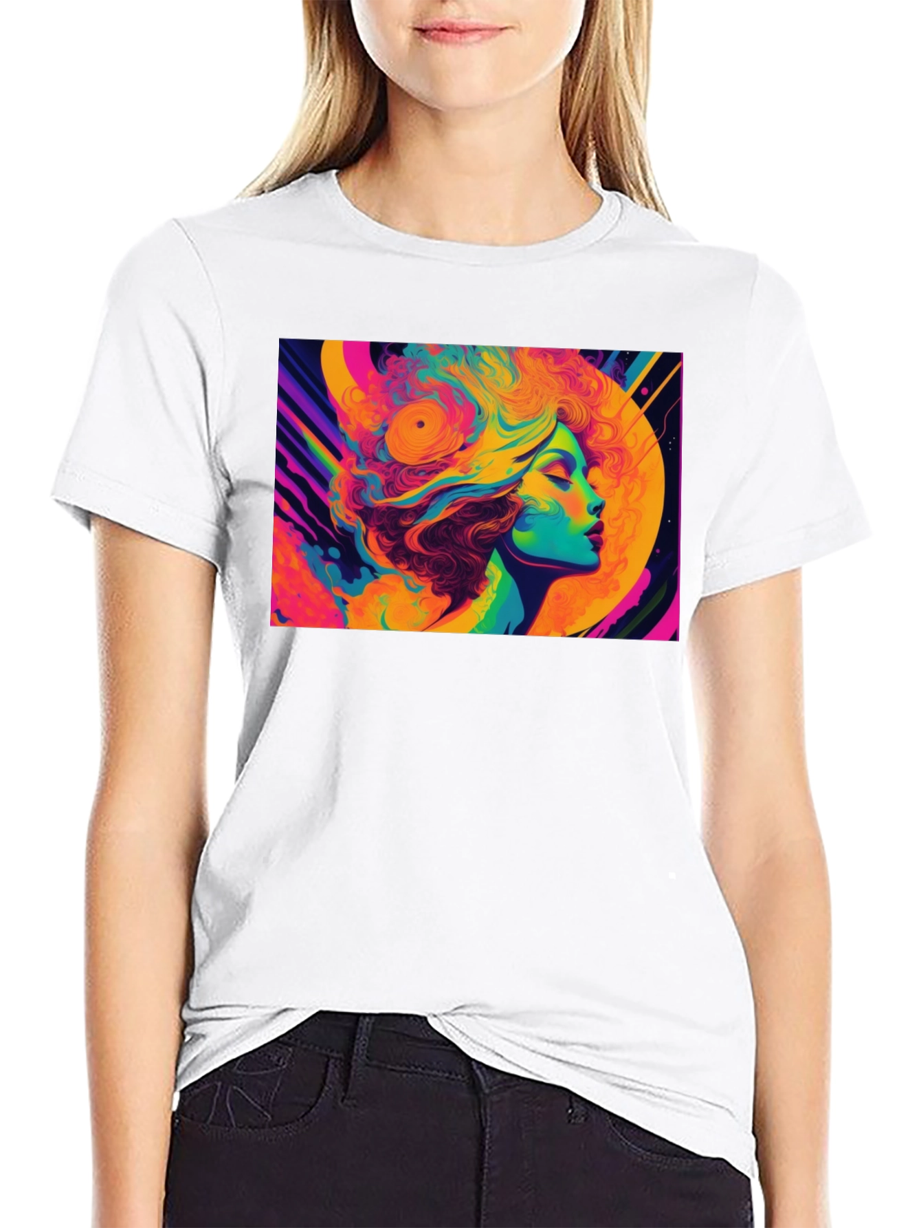 Psychedelic Woman Portrait Graphic T-Shirt