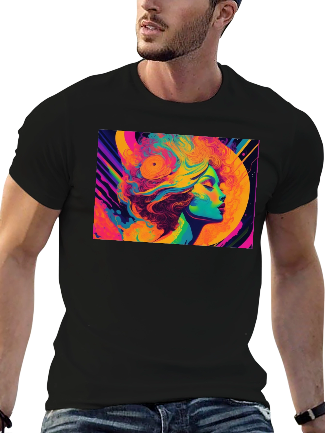 Psychedelic Woman Portrait Graphic T-Shirt