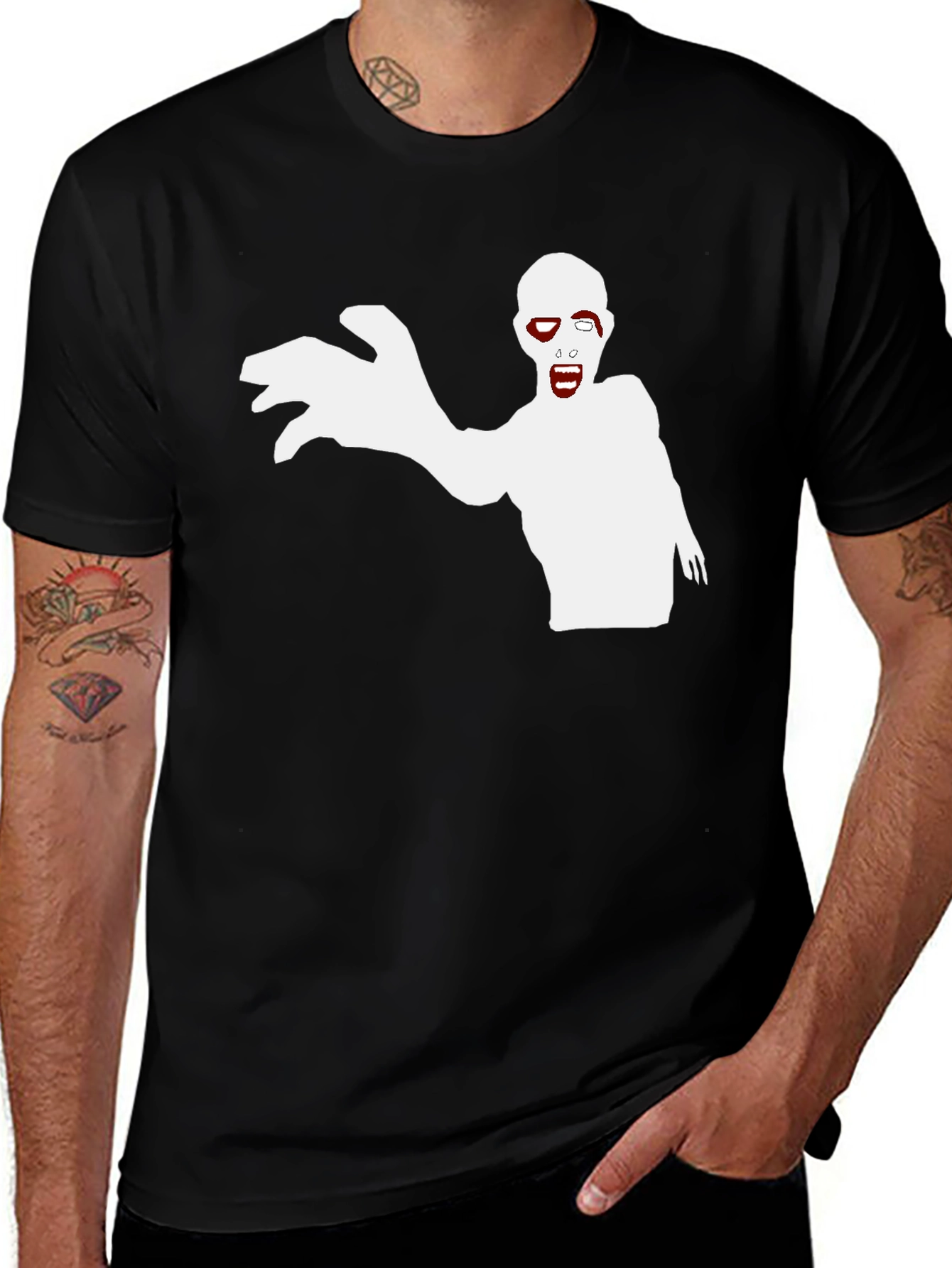 Zombie Graphic Print Black T-Shirt