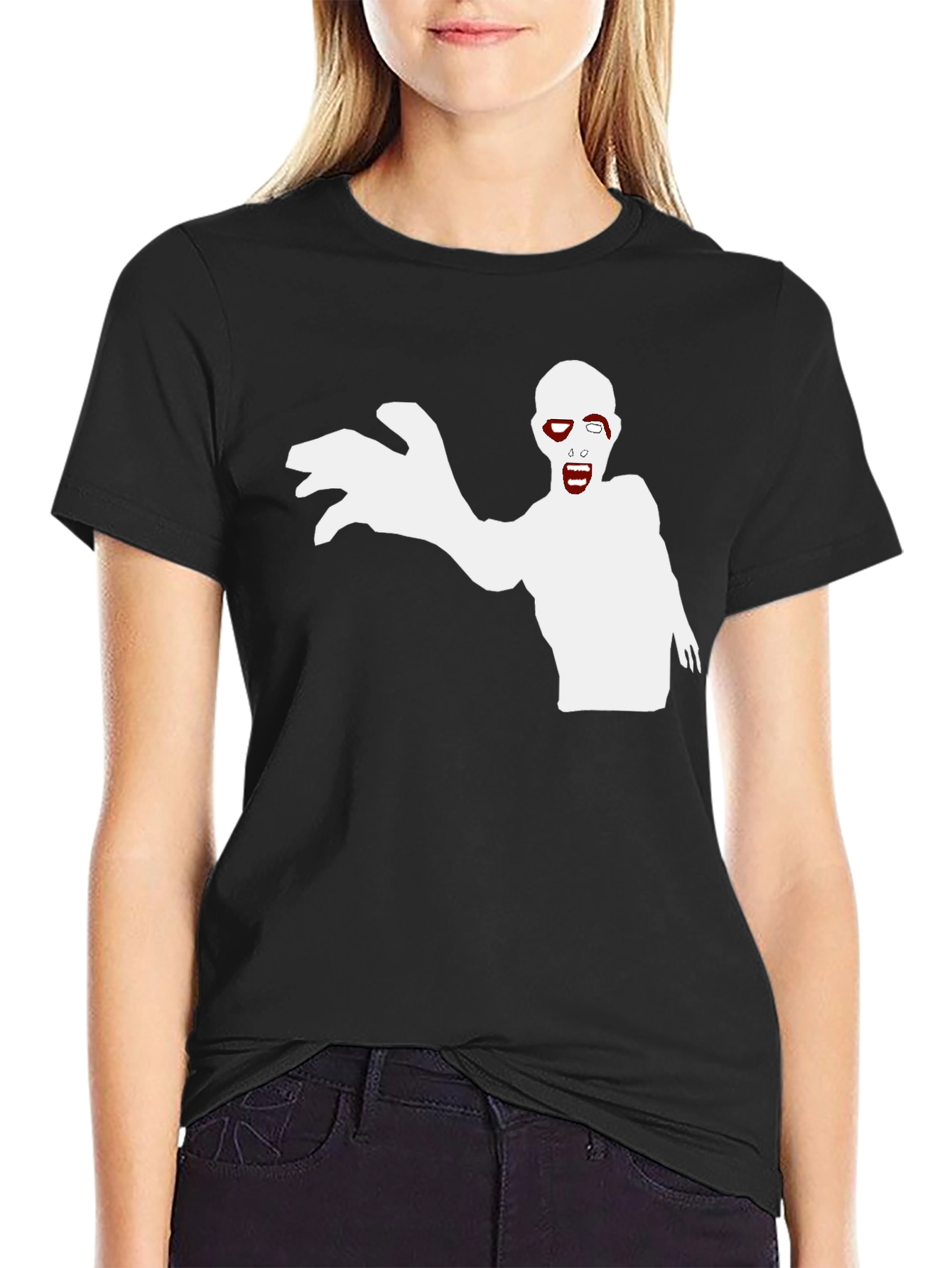 Zombie Graphic Print Black T-Shirt