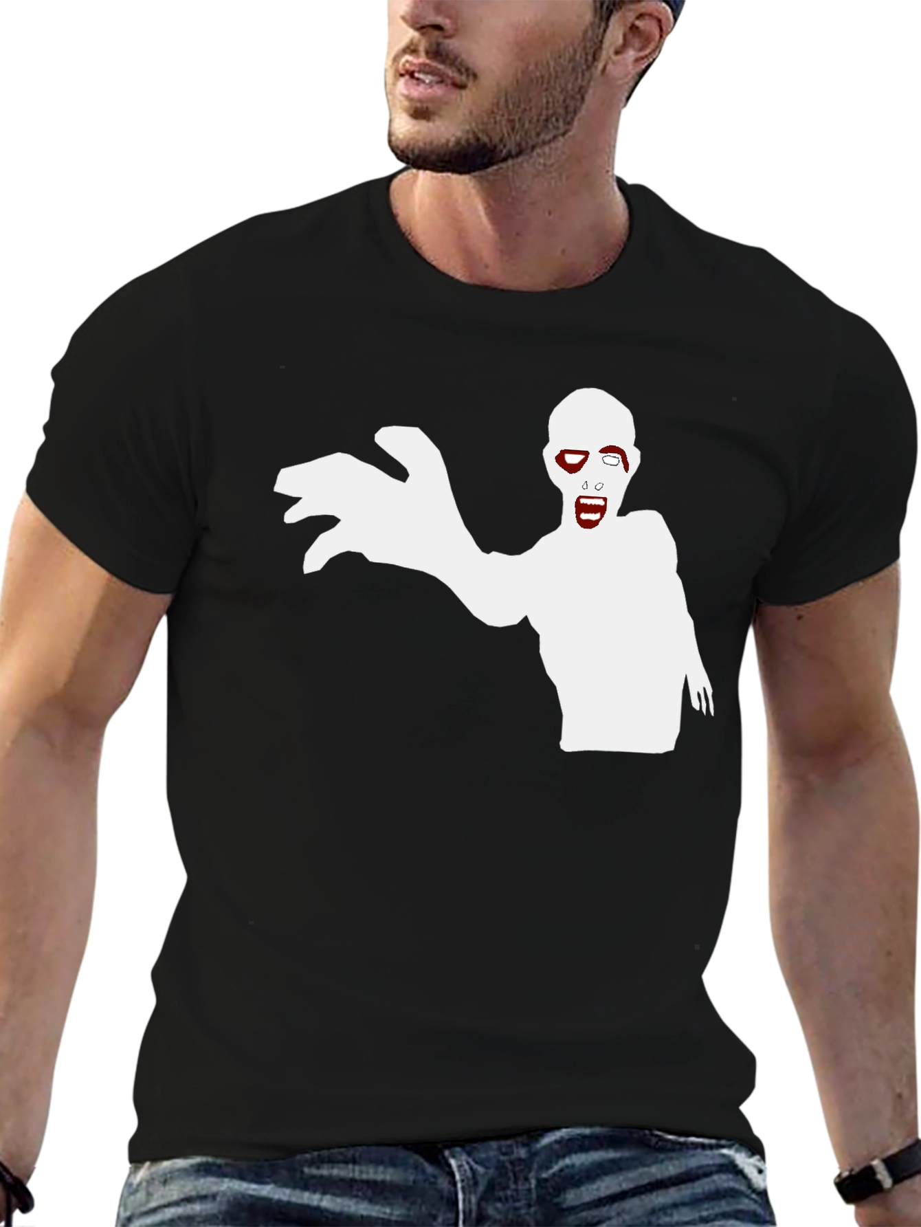 Zombie Graphic Print Black T-Shirt