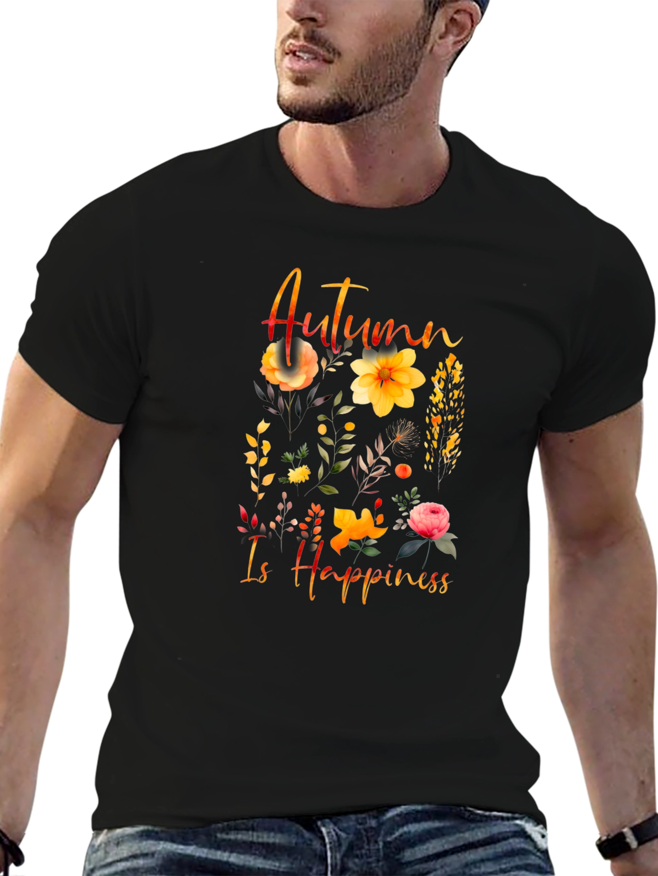 Autumn Happiness Floral Graphic T-Shirt