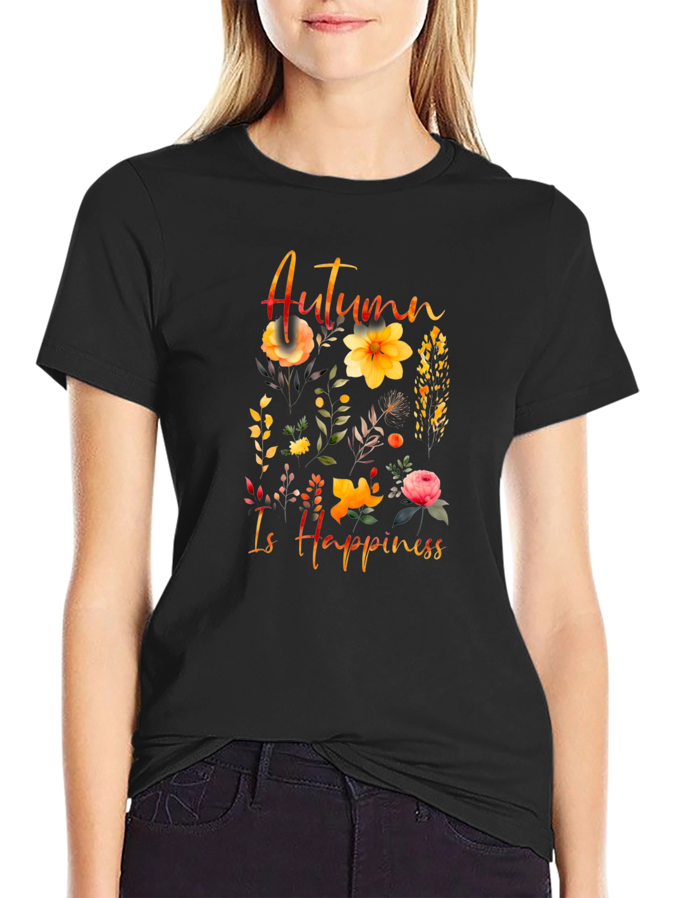 Autumn Happiness Floral Graphic T-Shirt