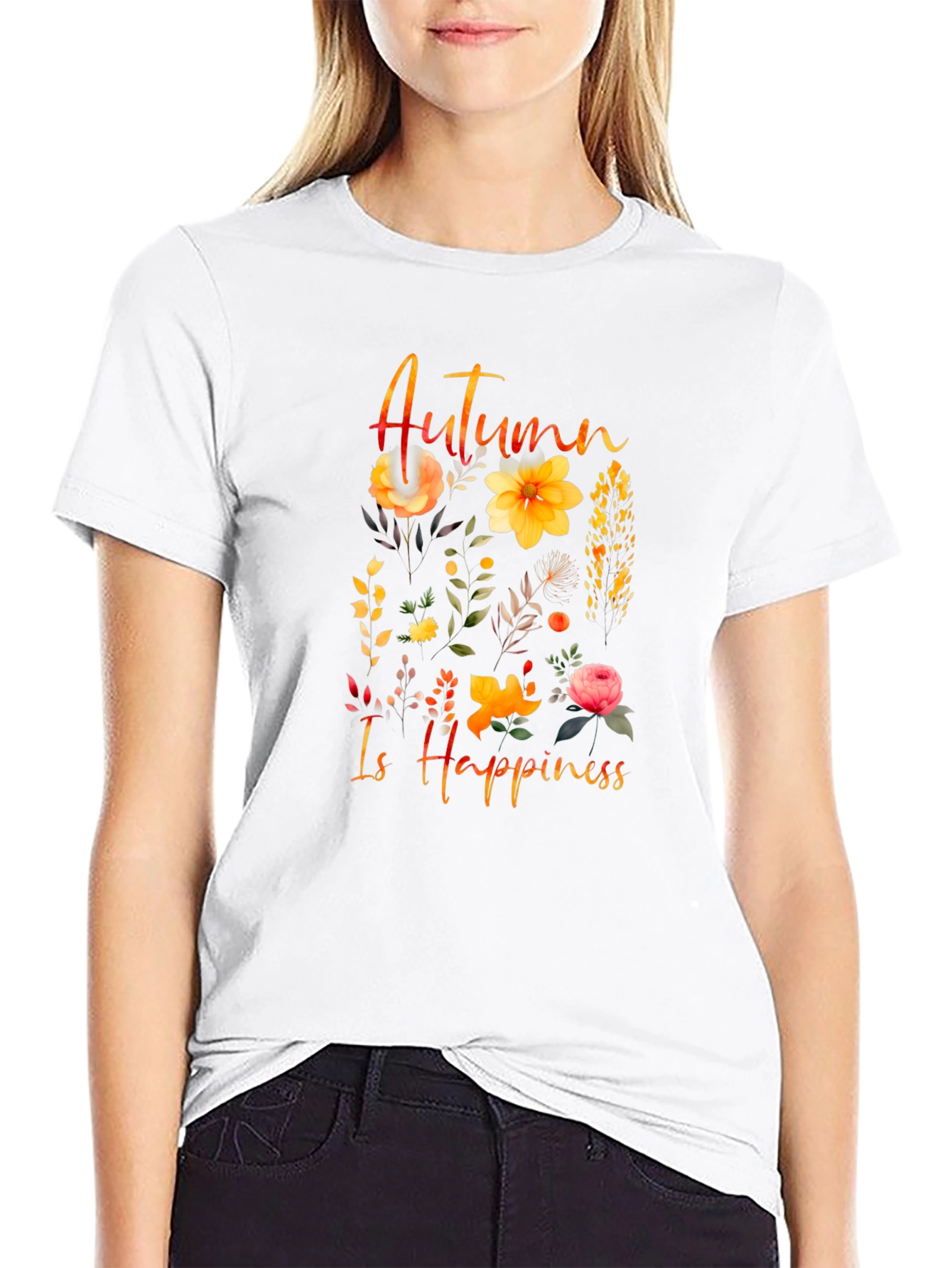 Autumn Happiness Floral Graphic T-Shirt