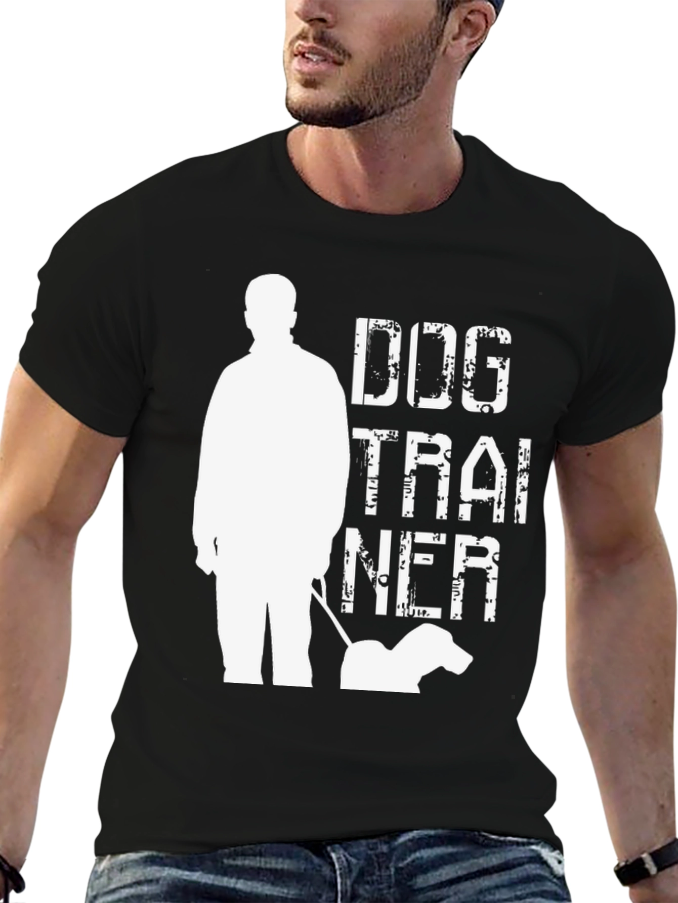 Dog Trainer Graphic T-Shirt - Black Cotton Tee