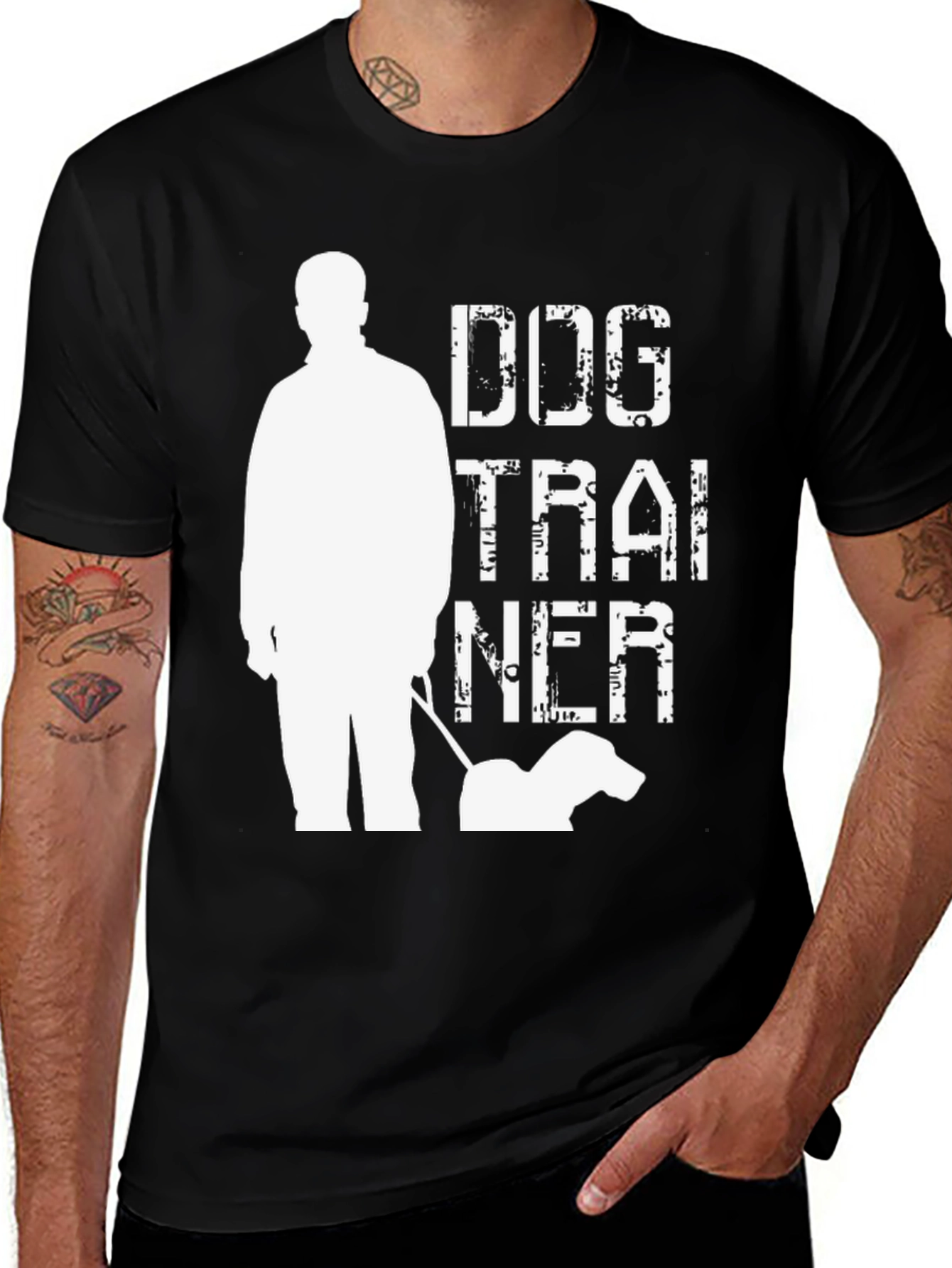 Dog Trainer Graphic T-Shirt - Black Cotton Tee