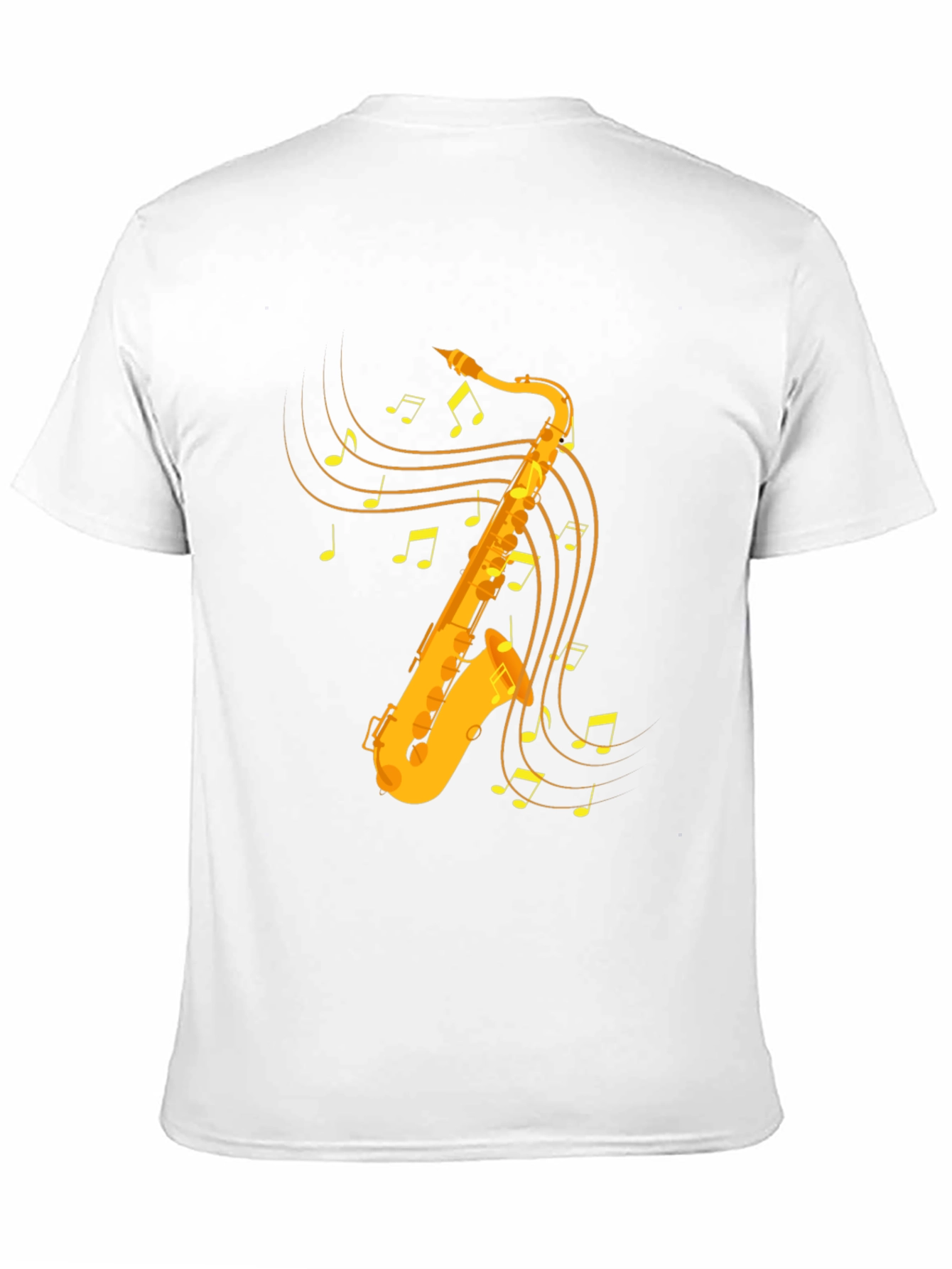 Saxophone & Music Note Graphic Tee - Black
