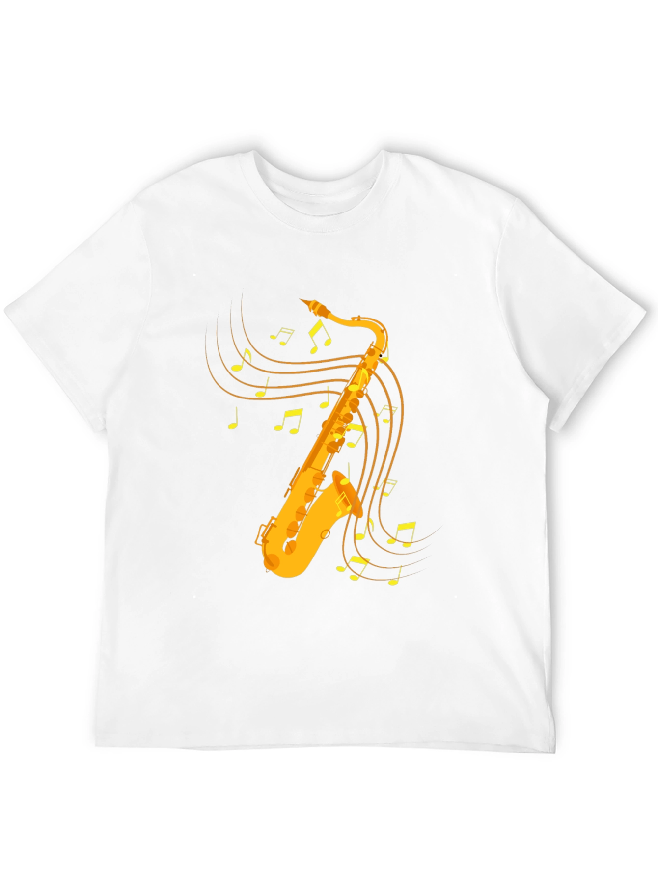 Saxophone & Music Note Graphic Tee - Black