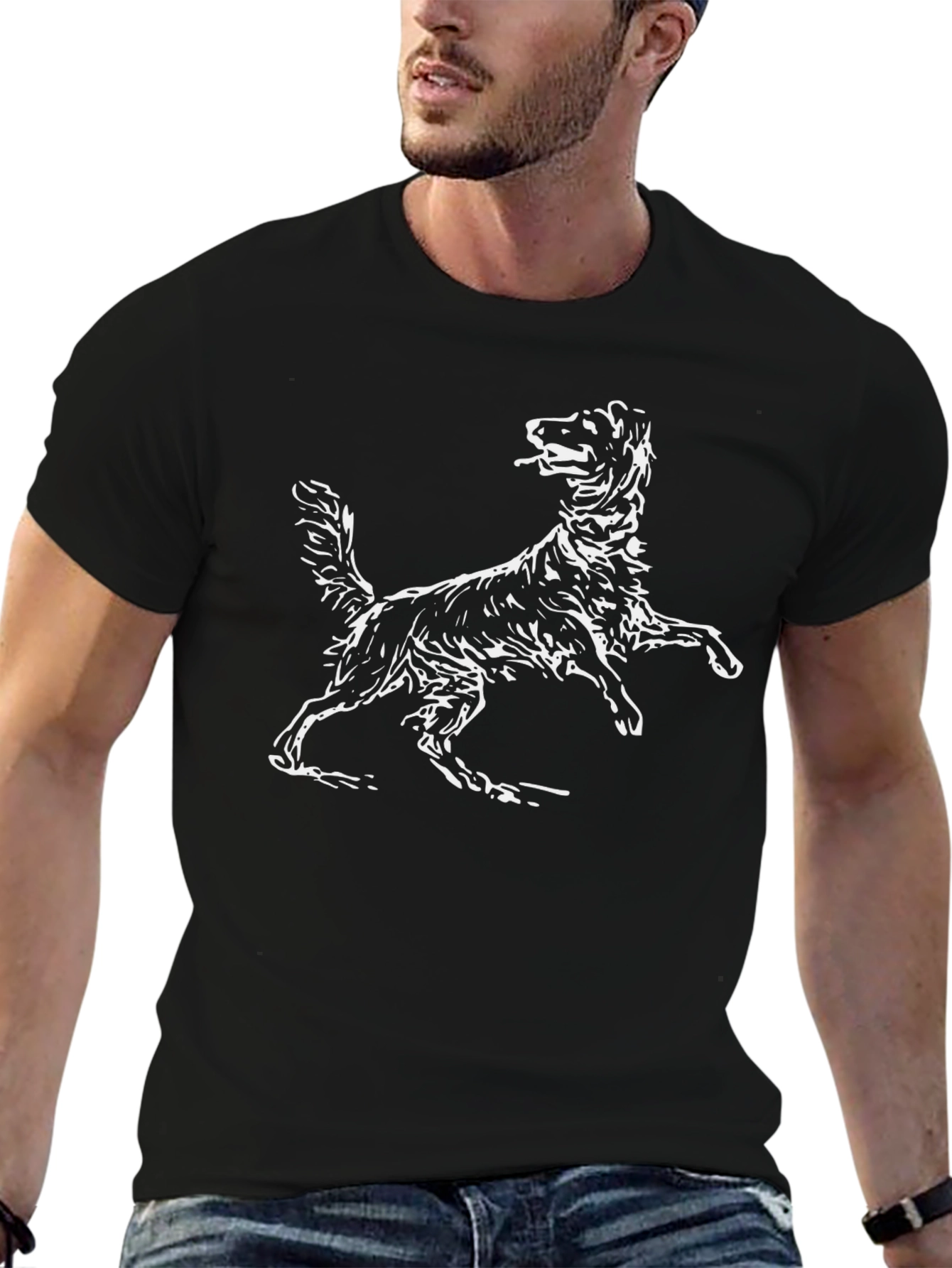 Dog Graphic Tee - Black Cotton Comfort Fit