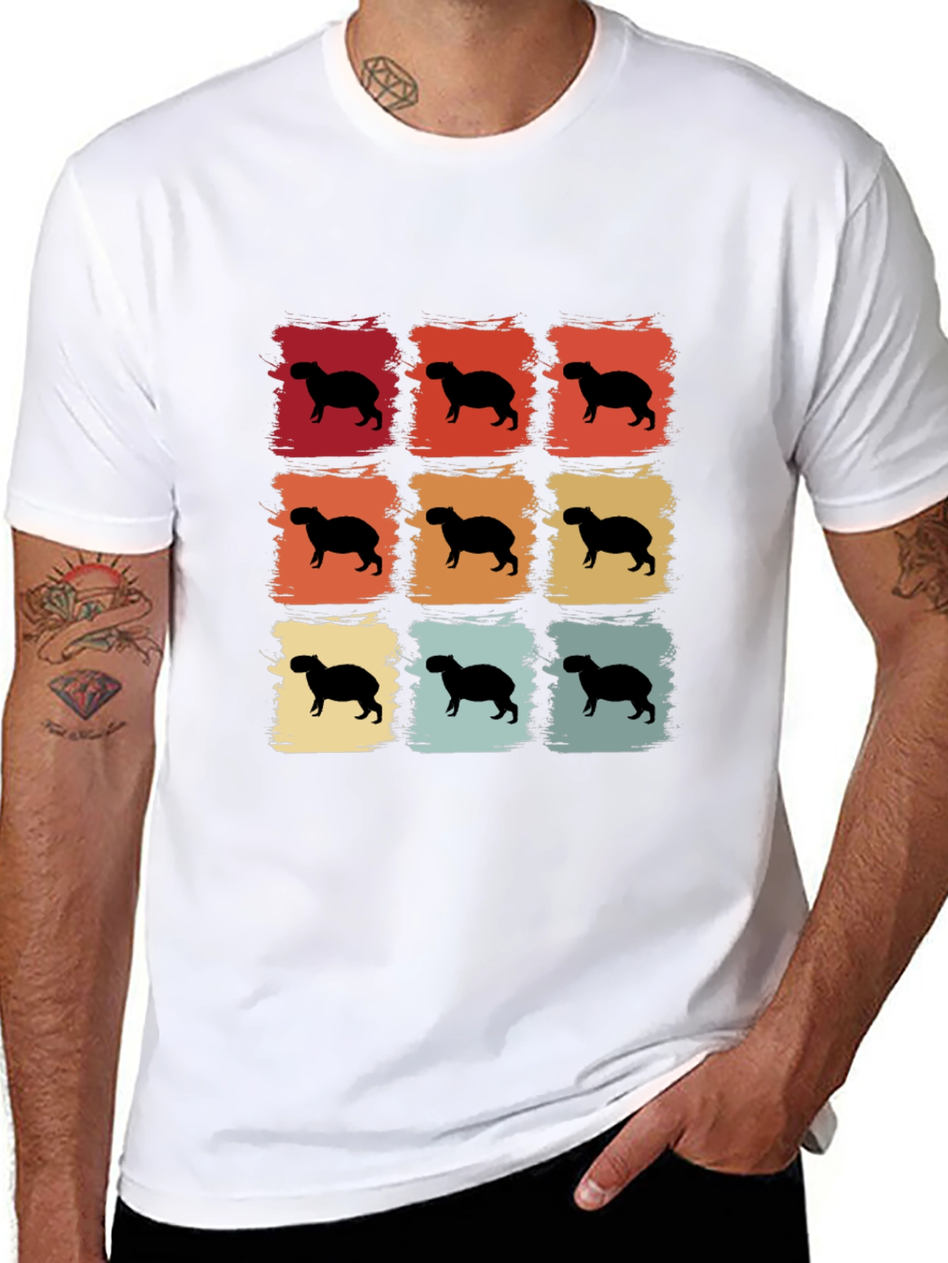 Capybara Retro Grid T-Shirt