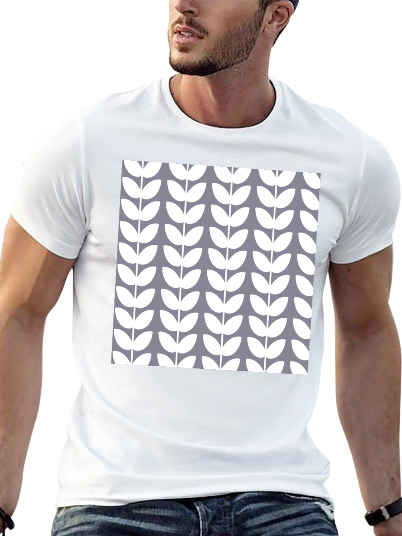 Stylish Floral Pattern Black T-Shirt
