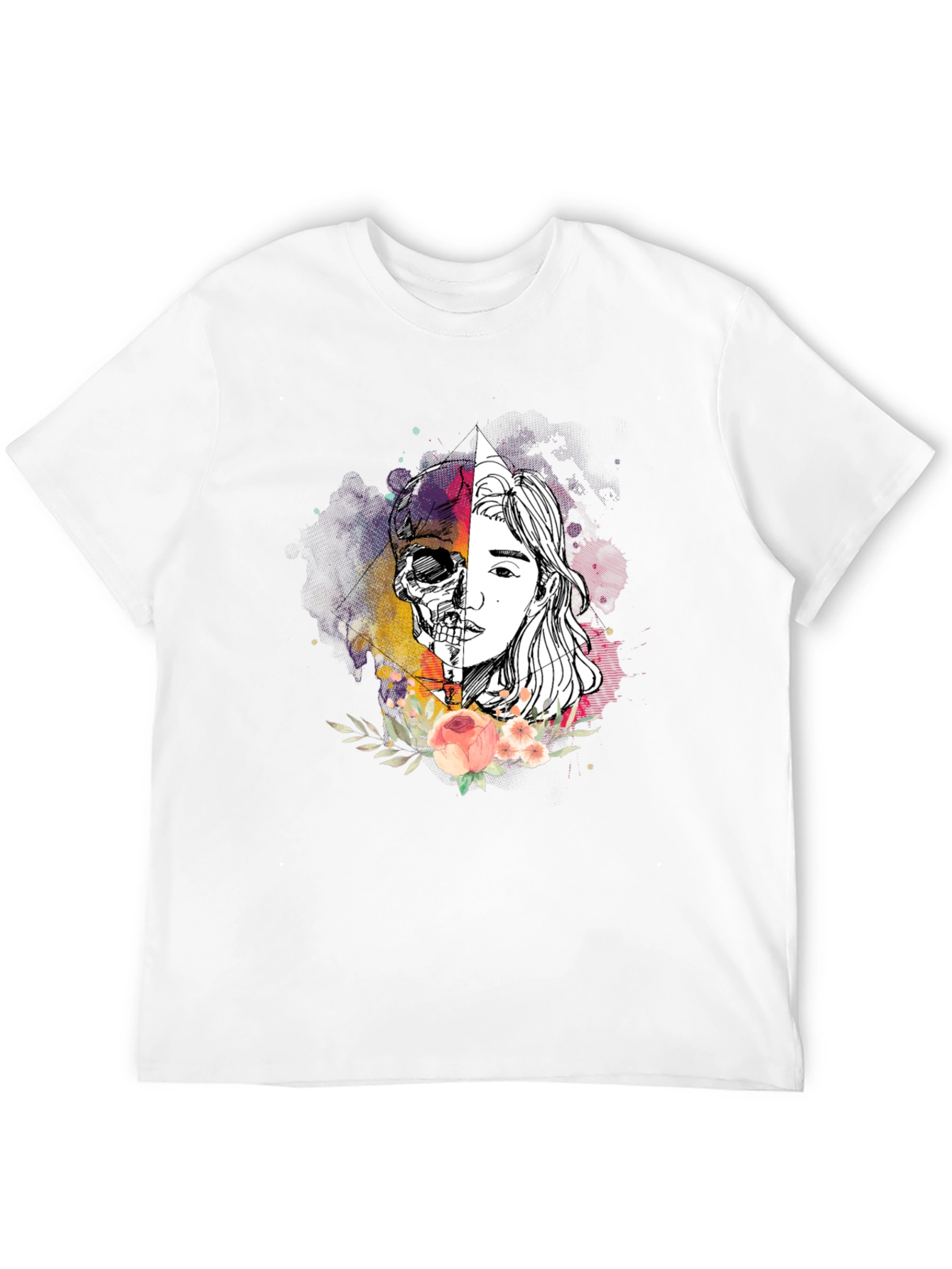 Skull & Beauty Graphic Tee - Stylish Unisex T-Shirt