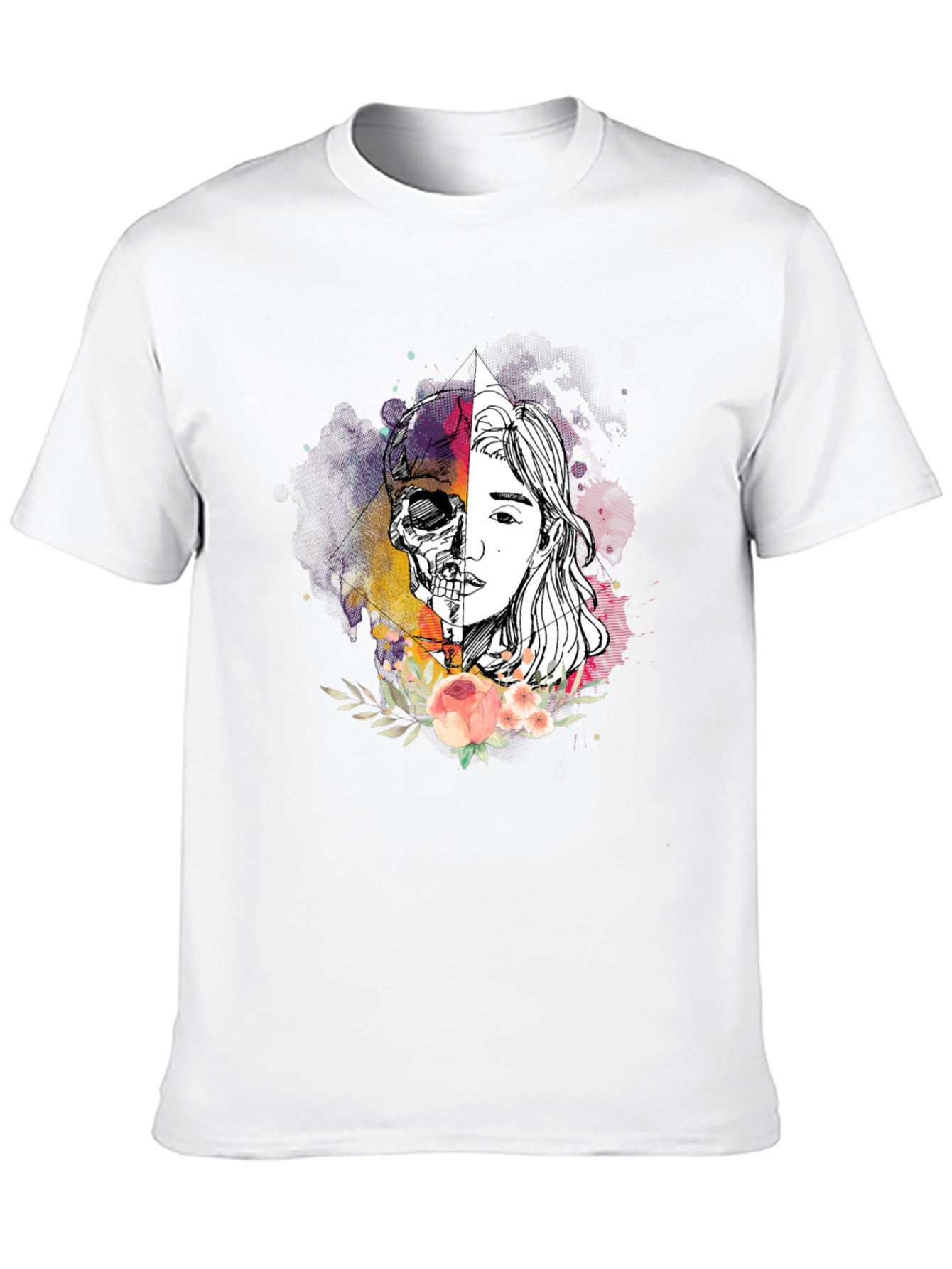 Skull & Beauty Graphic Tee - Stylish Unisex T-Shirt