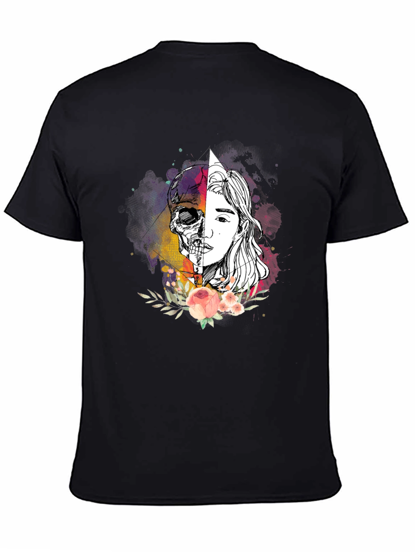 Skull & Beauty Graphic Tee - Stylish Unisex T-Shirt