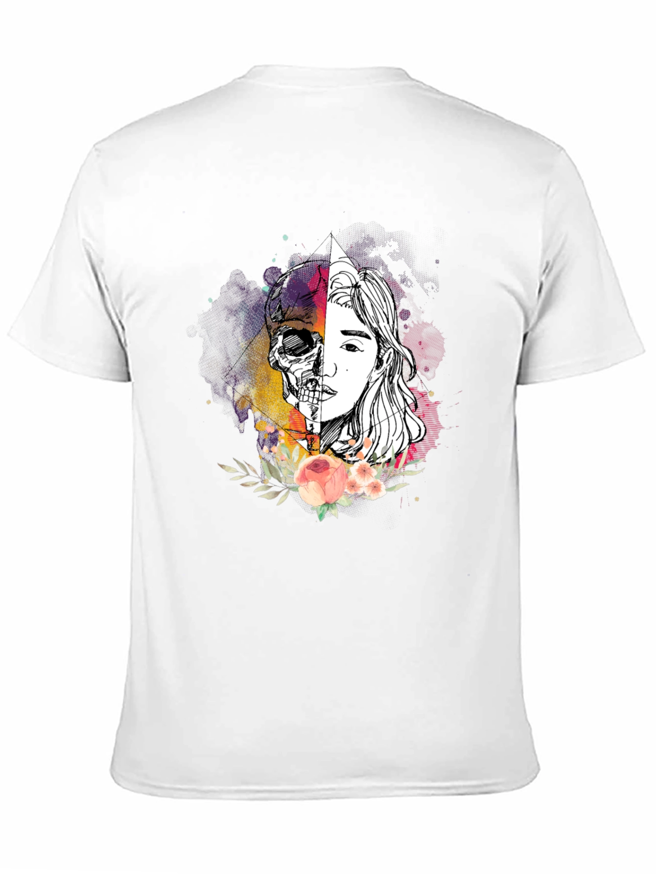 Skull & Beauty Graphic Tee - Stylish Unisex T-Shirt
