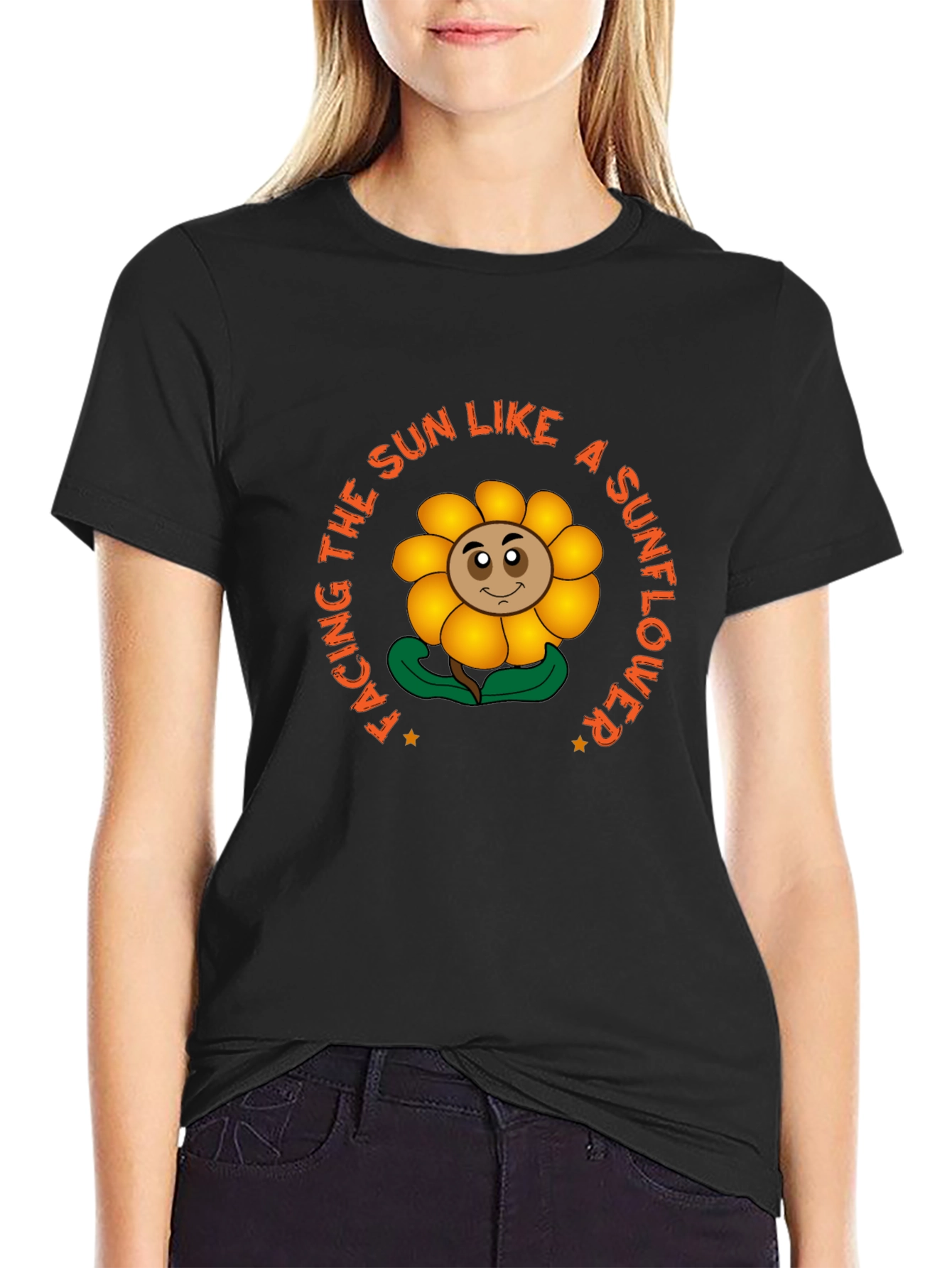 Facing The Sun Sunflower Black T-Shirt