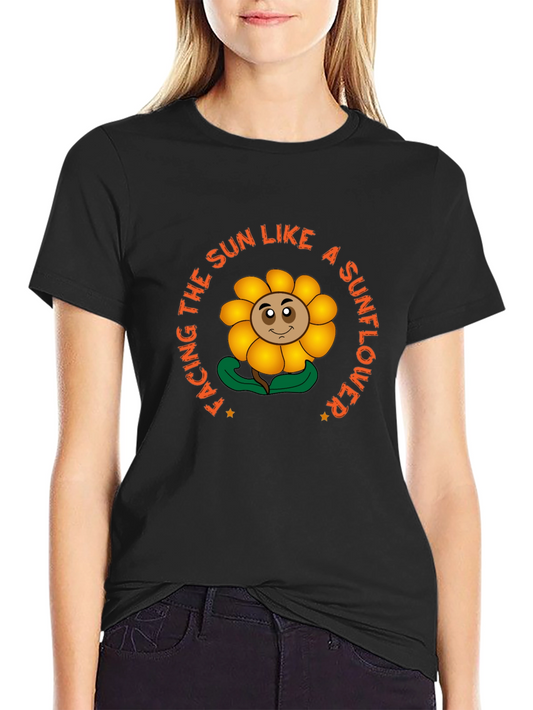 Facing The Sun Sunflower Black T-Shirt