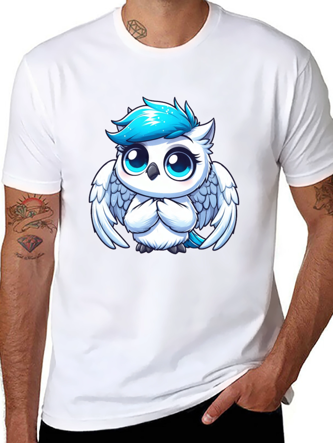 Cute Cartoon Owl Graphic Black T-Shirt
