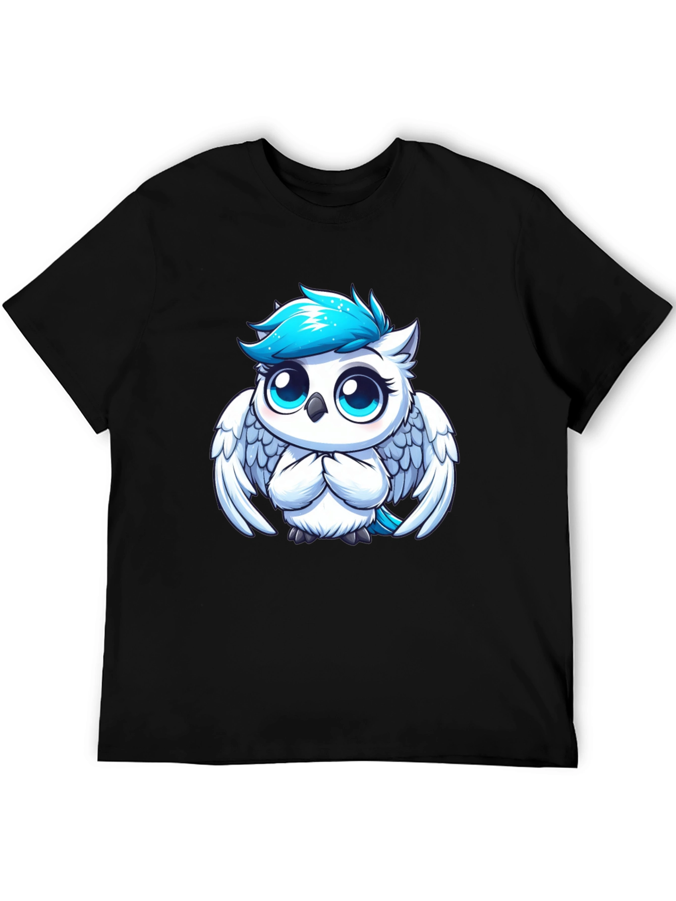 Cute Cartoon Owl Graphic Black T-Shirt