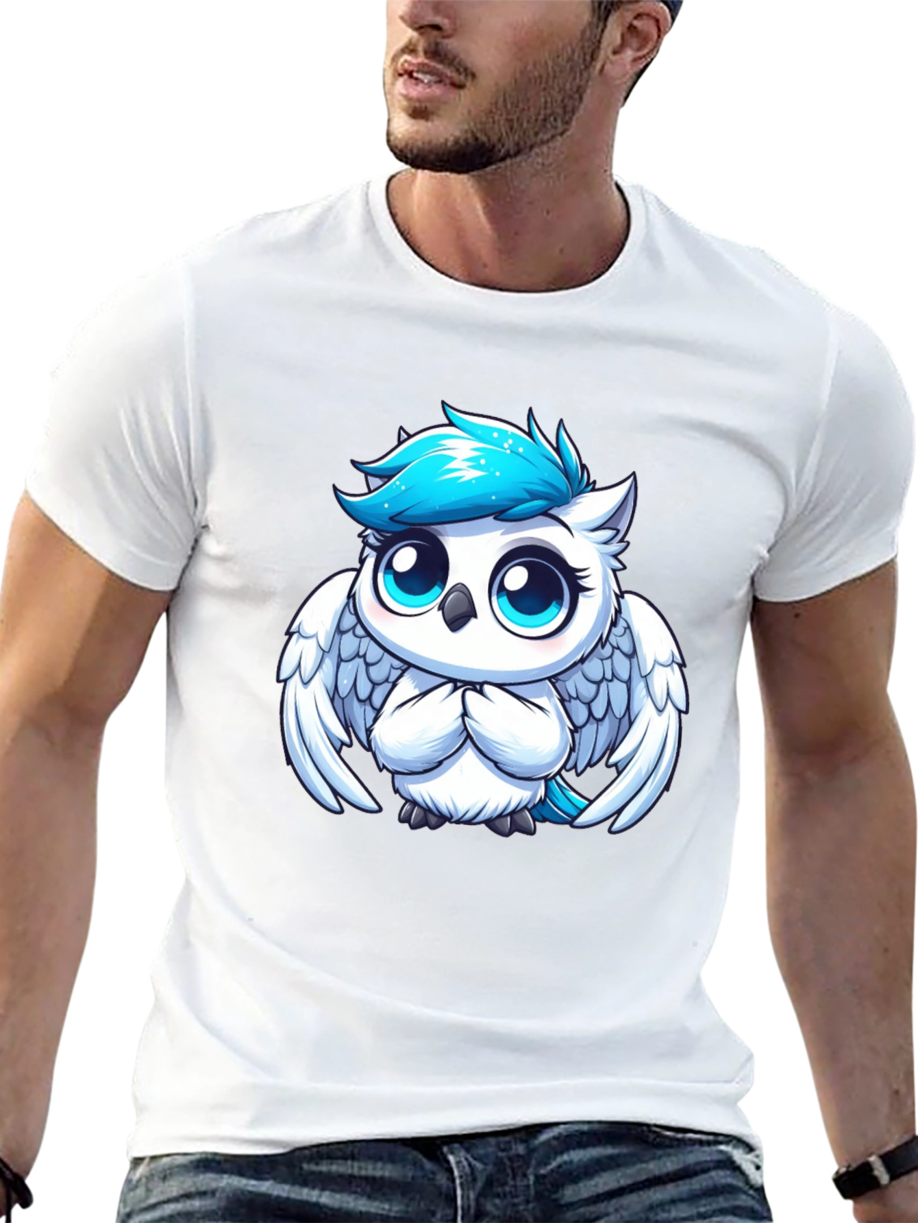 Cute Cartoon Owl Graphic Black T-Shirt