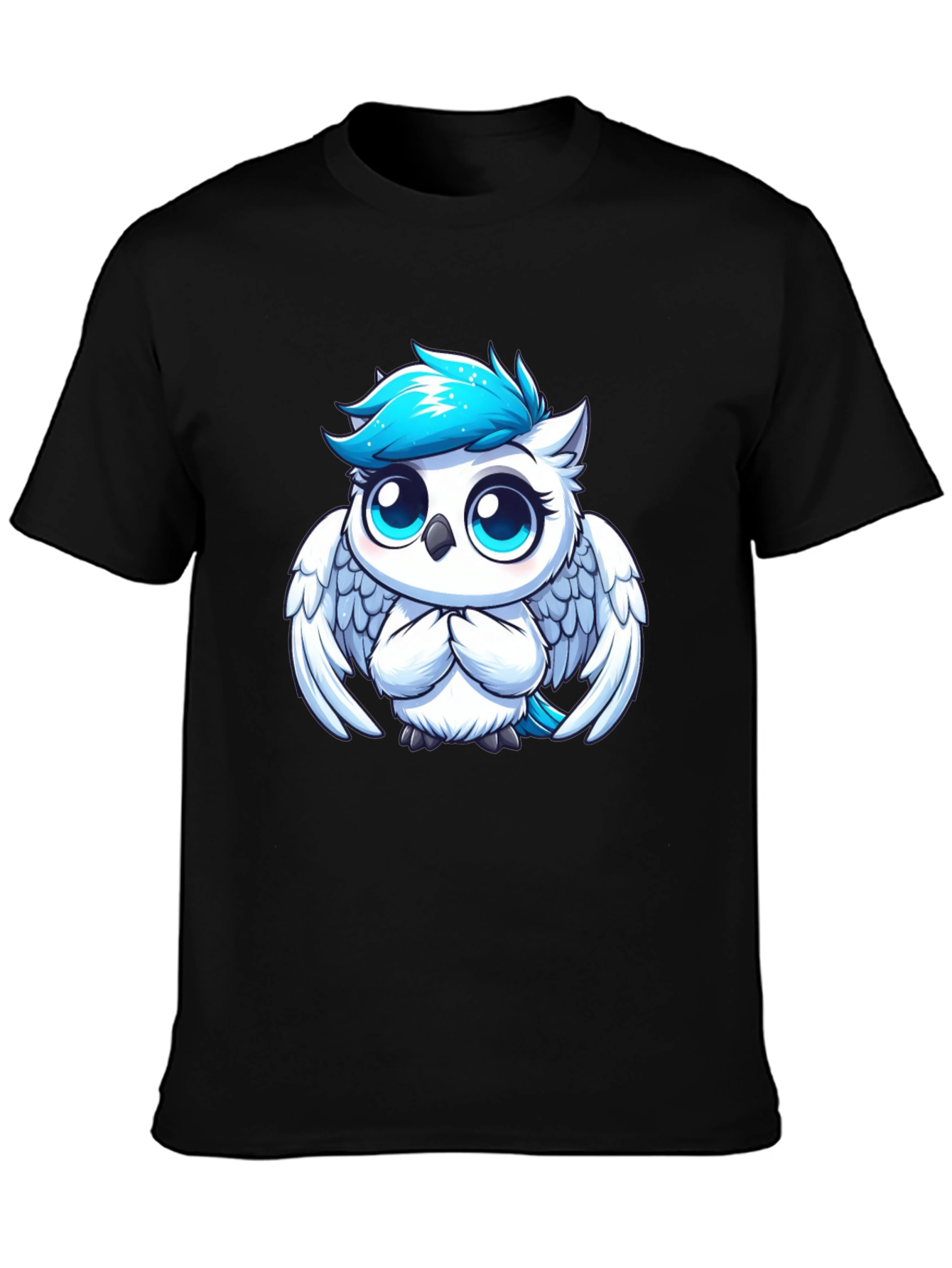 Cute Cartoon Owl Graphic Black T-Shirt