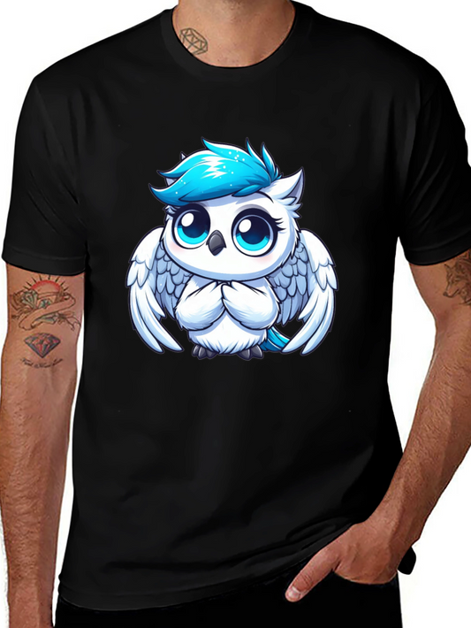 Cute Cartoon Owl Graphic Black T-Shirt