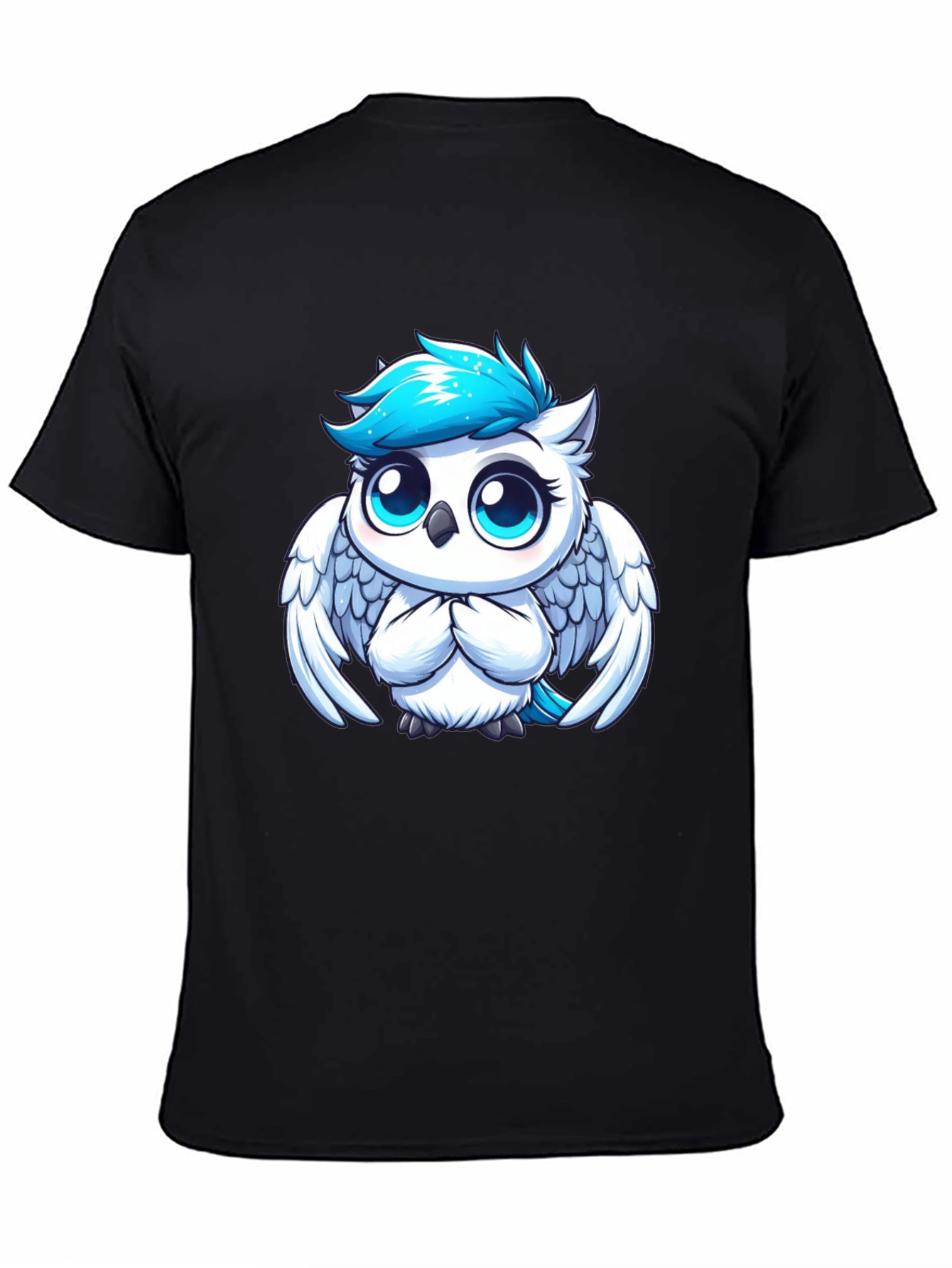 Cute Cartoon Owl Graphic Black T-Shirt