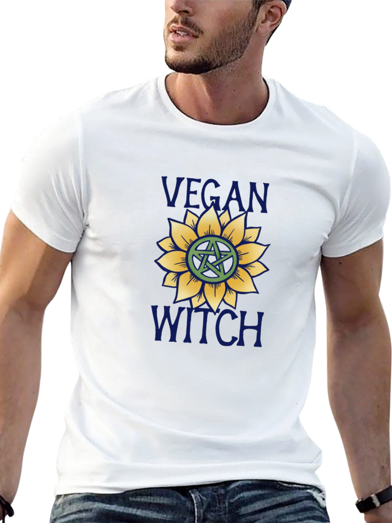 Vegan Witch T-Shirt - Sunflower Pentacle Design