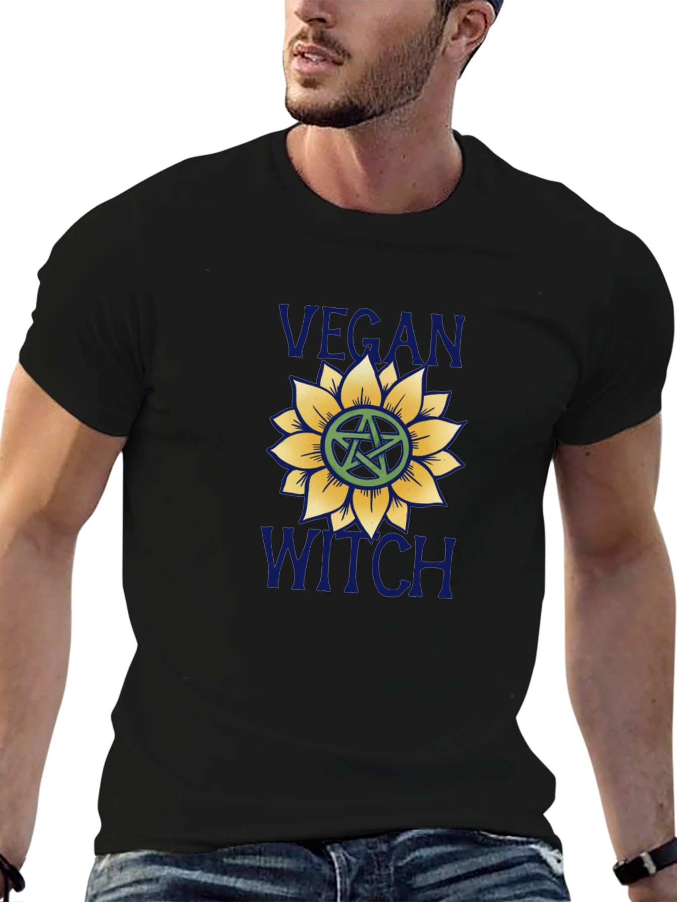 Vegan Witch T-Shirt - Sunflower Pentacle Design