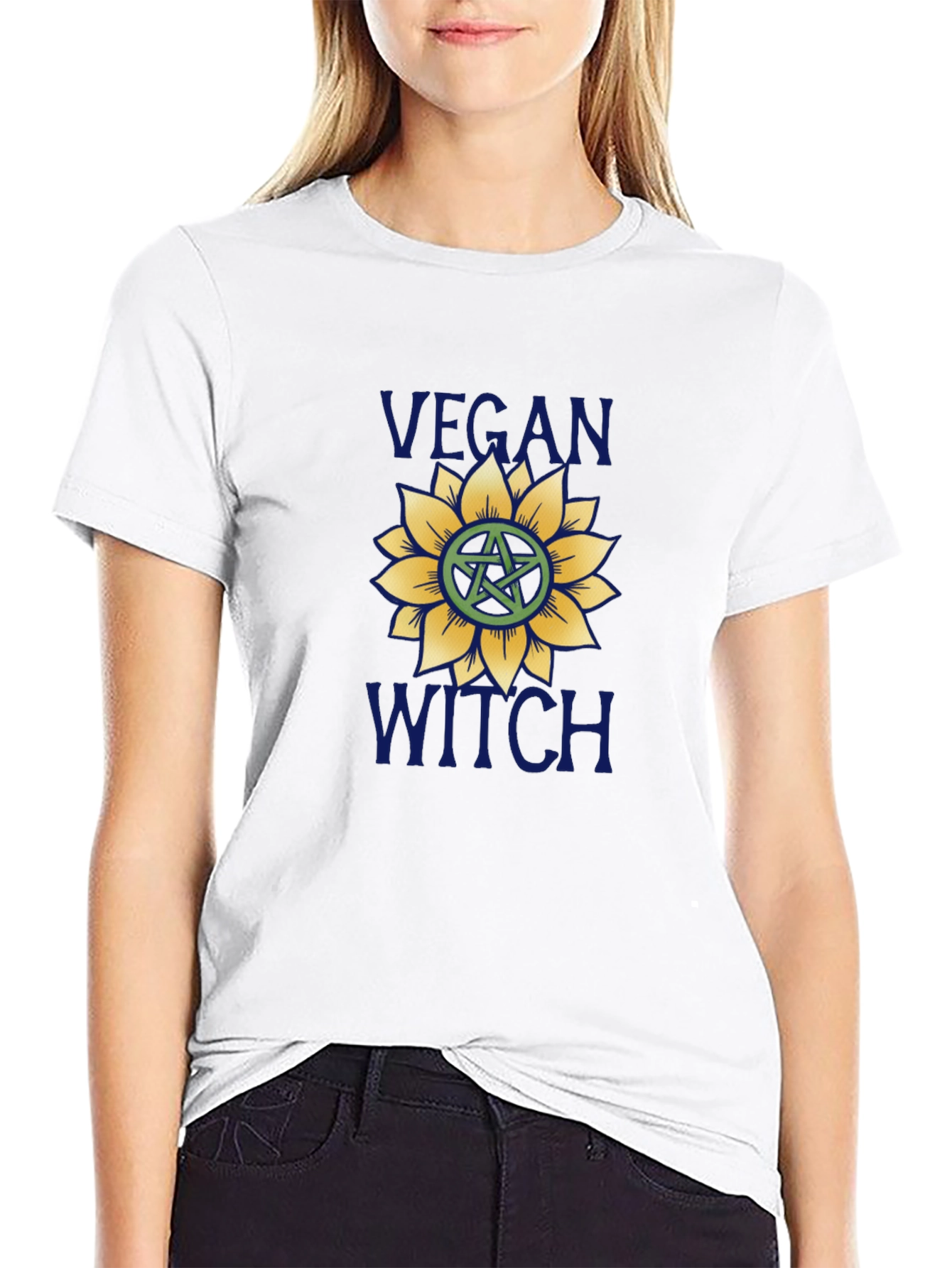 Vegan Witch T-Shirt - Sunflower Pentacle Design